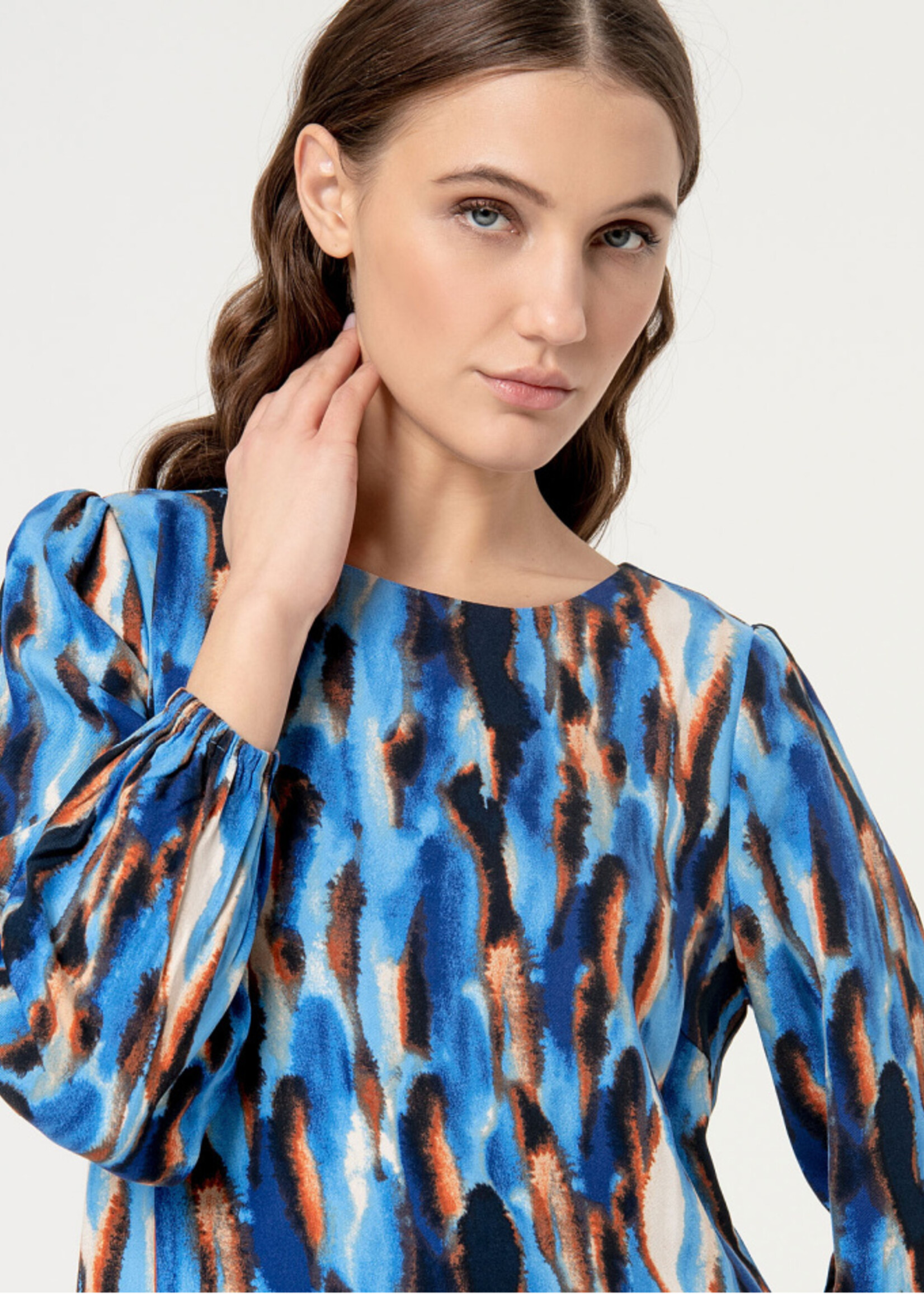 Surkana Surkana Printed Boat Neck Straight Dress - Blue