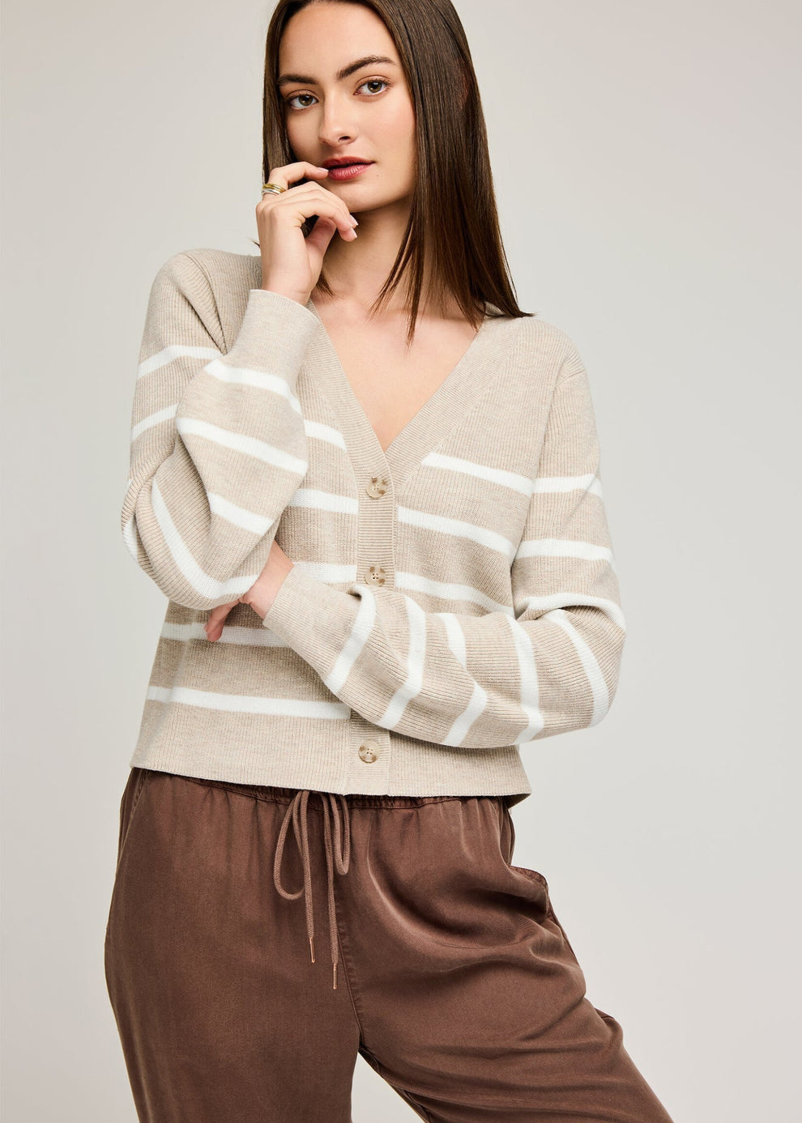 Gentle Fawn Eden Cardigan - Heather Oat Stripe