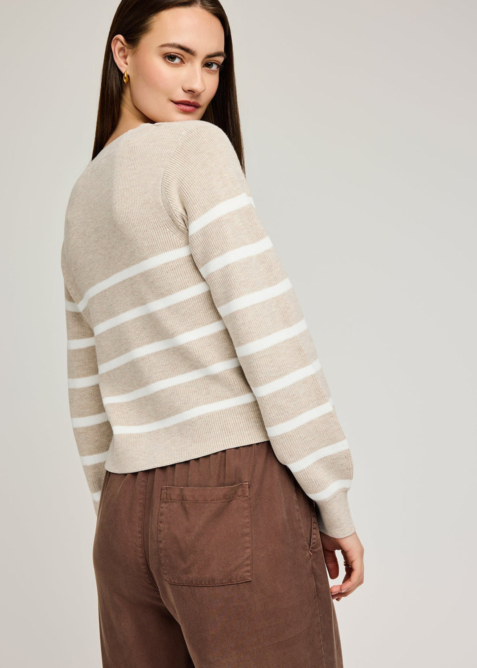 Gentle Fawn Eden Cardigan - Heather Oat Stripe