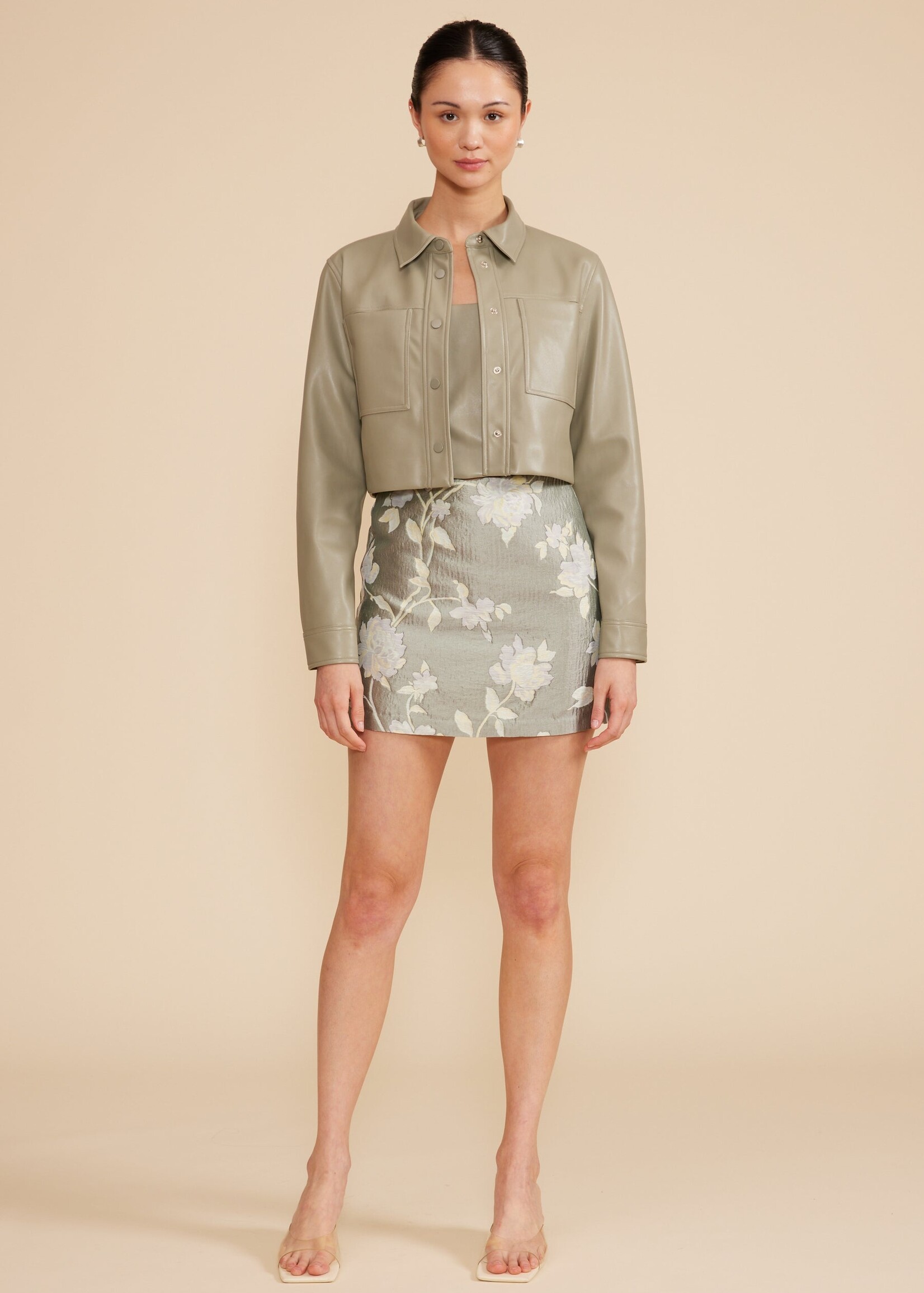 Lucy Paris Lucy Paris Mini-Jupe Nico - Motif Floral Sauge