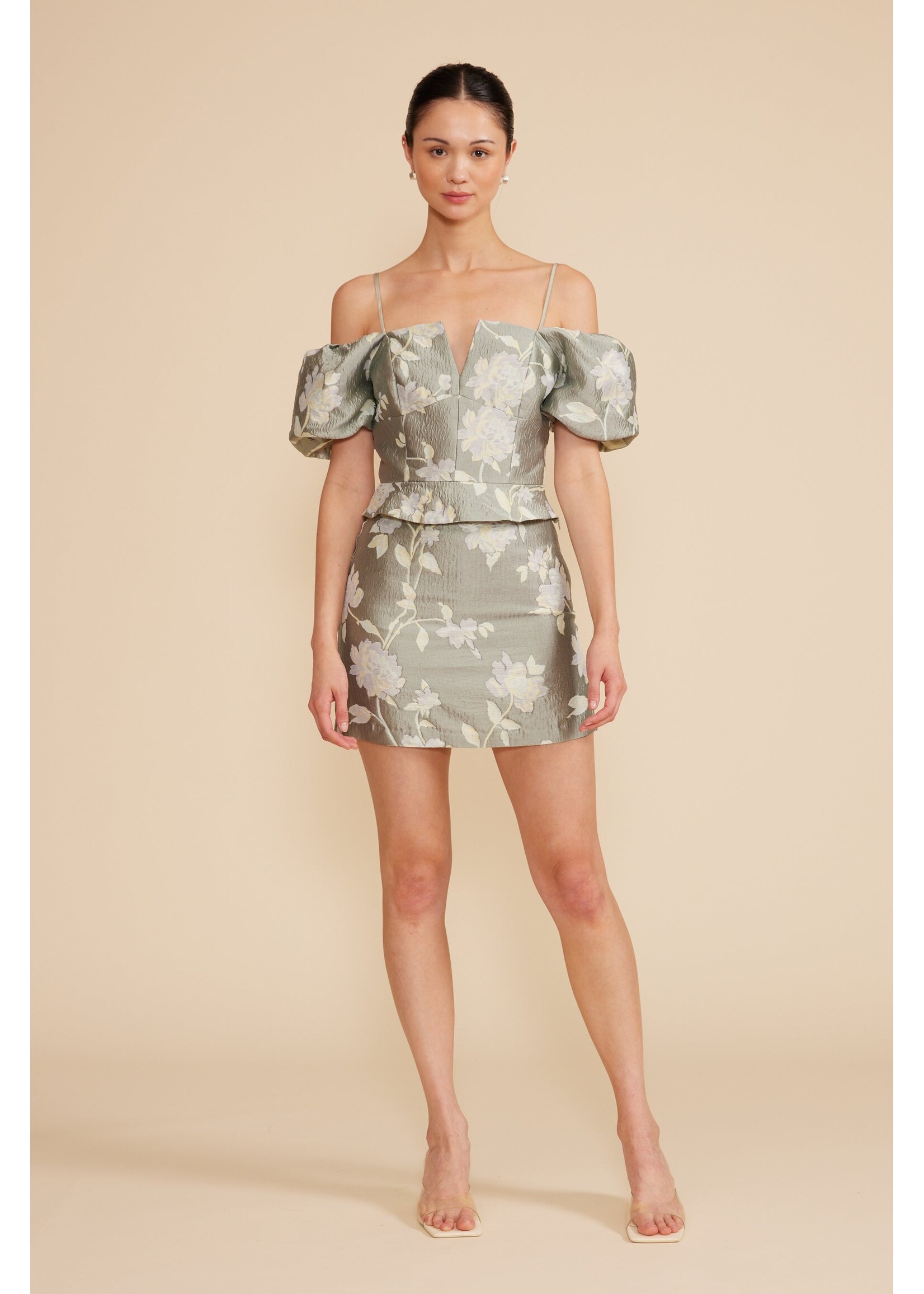 Lucy Paris Lucy Paris Nico Mini Skirt - Sage Floral