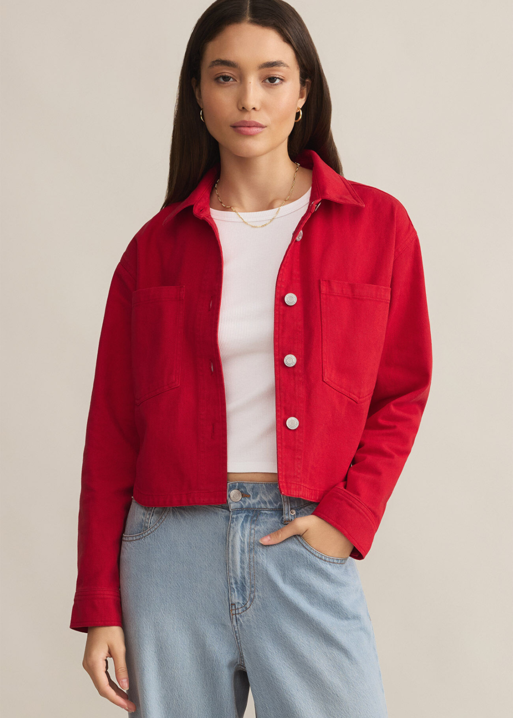 Z-Supply Z-Supply All Day Cropped Denim Jacket - Cherry