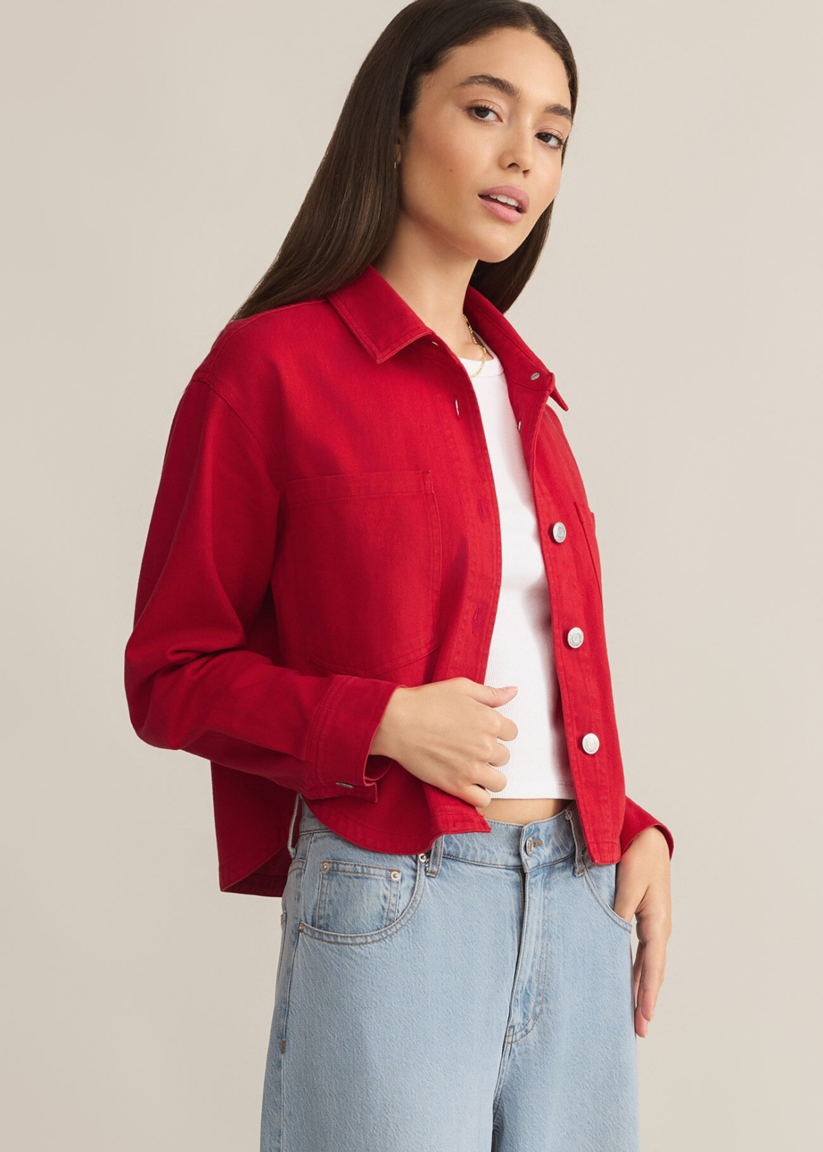 Z-Supply Z-Supply Veste Courte En Jean Pour Toute La Journée - Cherry