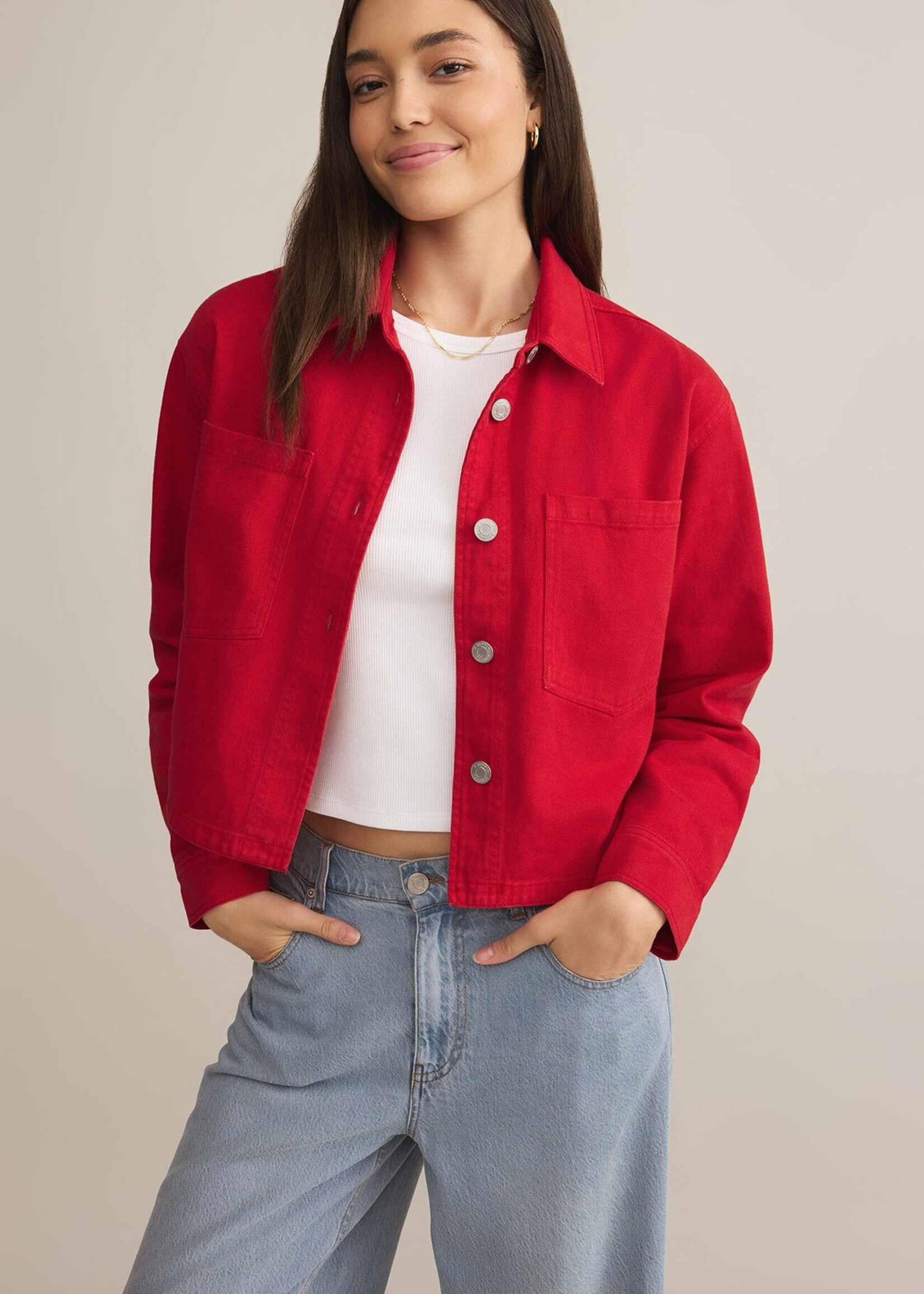 Z-Supply Z-Supply All Day Cropped Denim Jacket - Cherry
