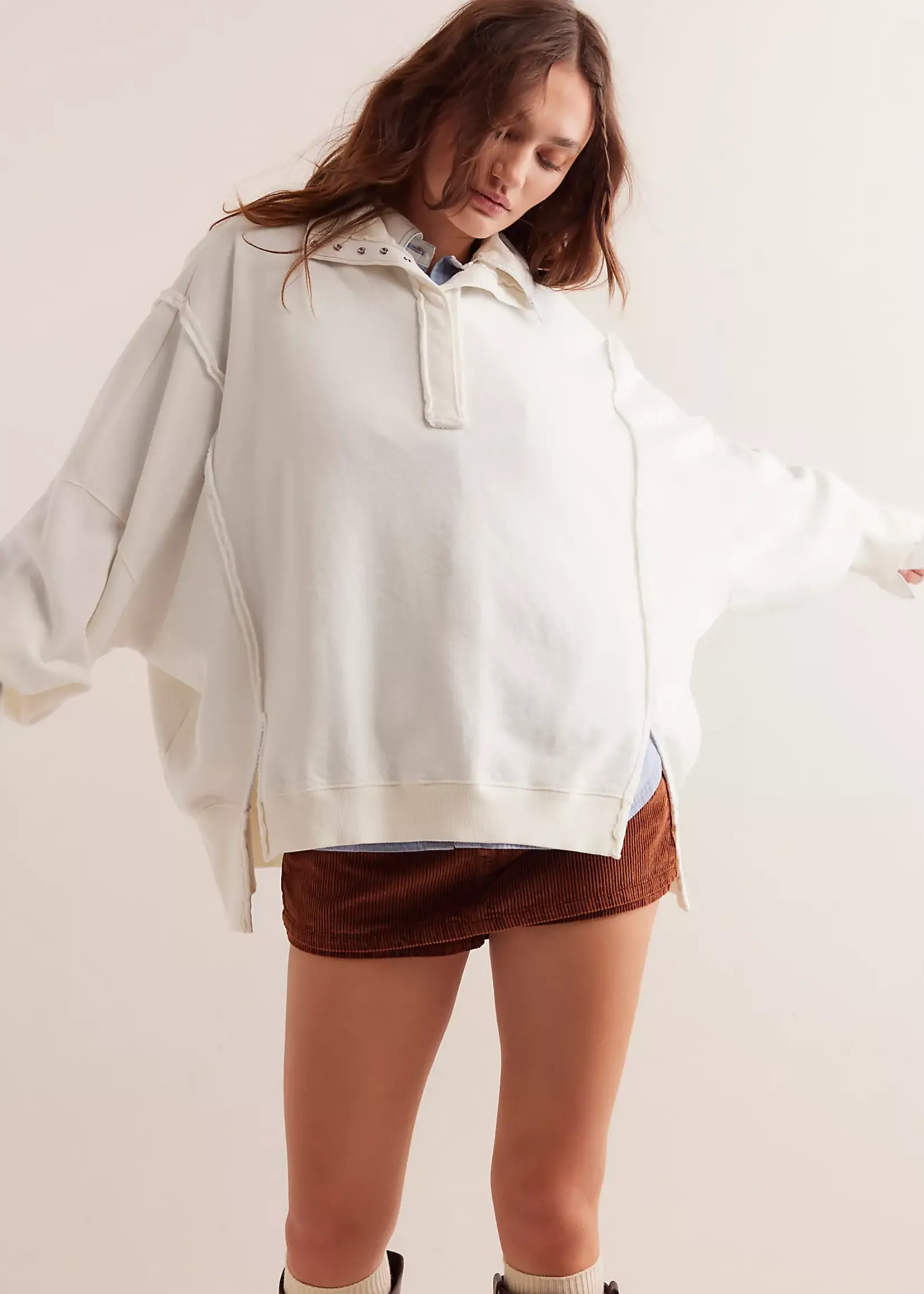 Free People Free People Camden Henley Sweatshirt - Optic White