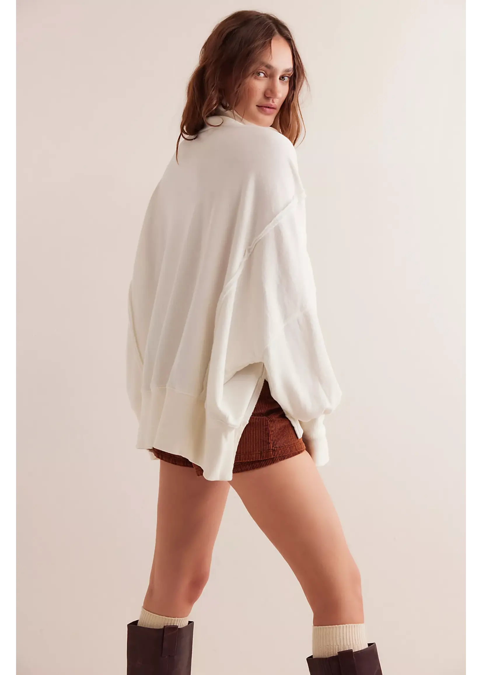 Free People Free People Sweat-Shirt Henley Camden - Blanc Optique