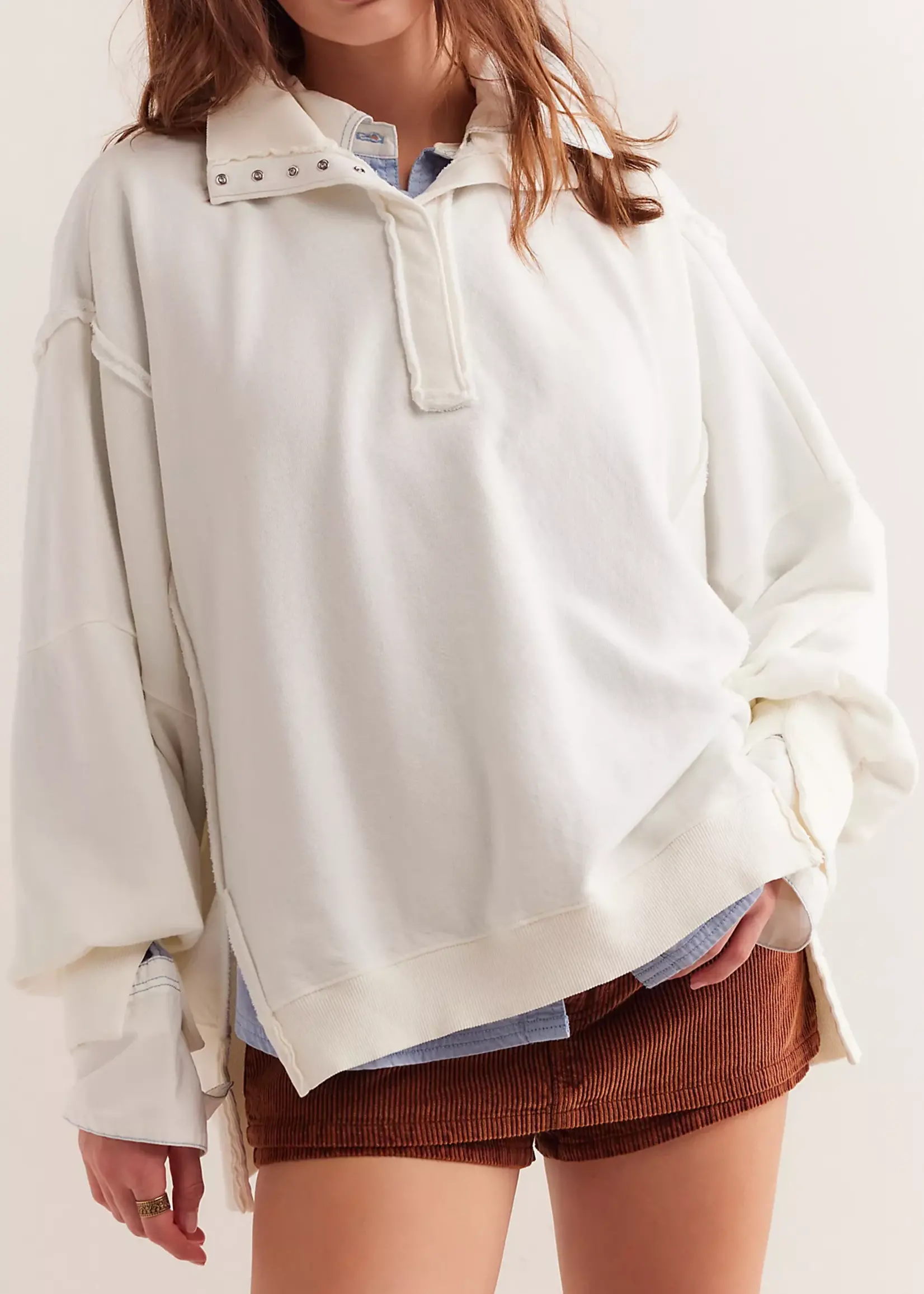 Free People Free People Camden Henley Sweatshirt - Optic White