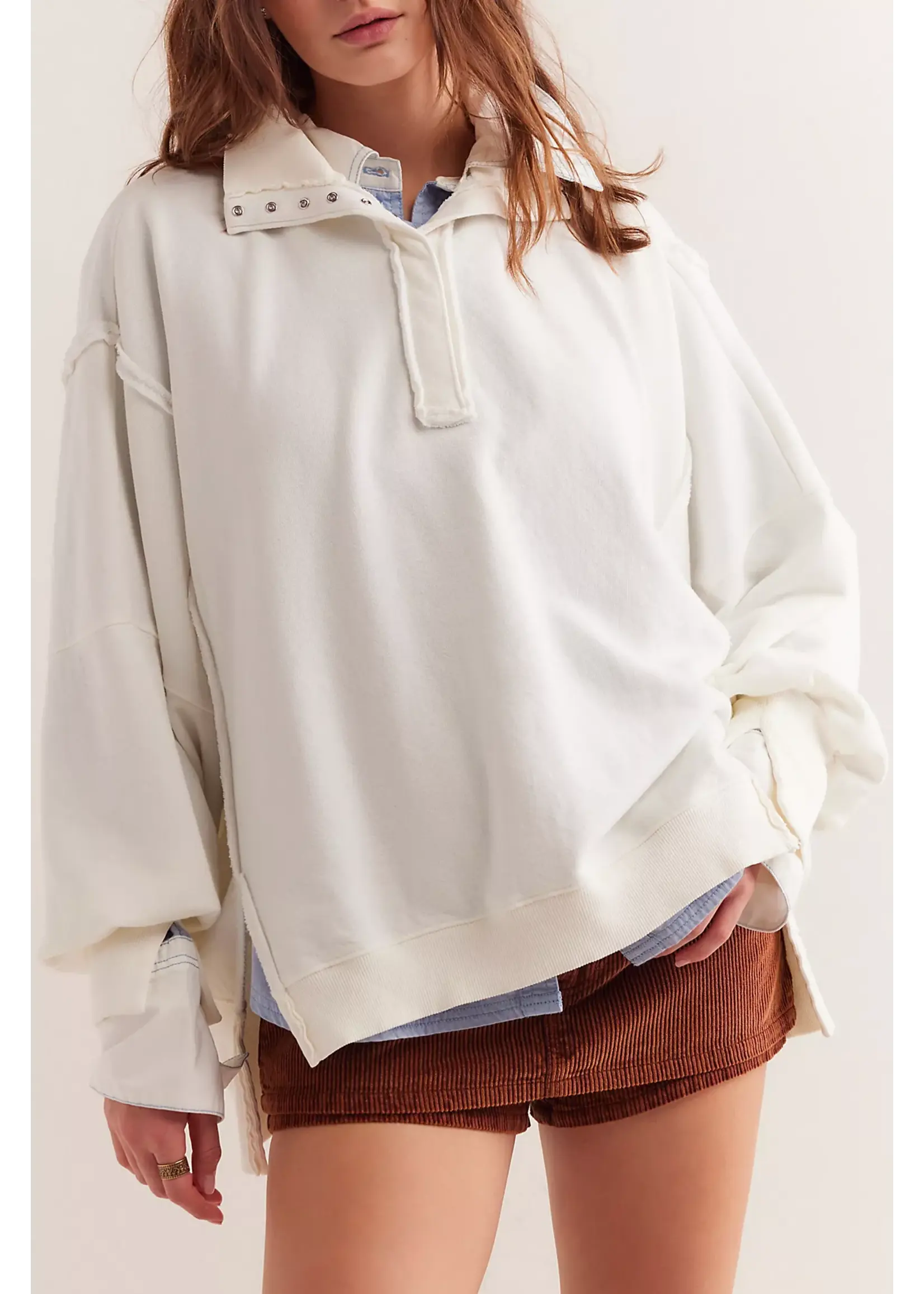 Free People Free People Camden Henley Sweatshirt - Optic White