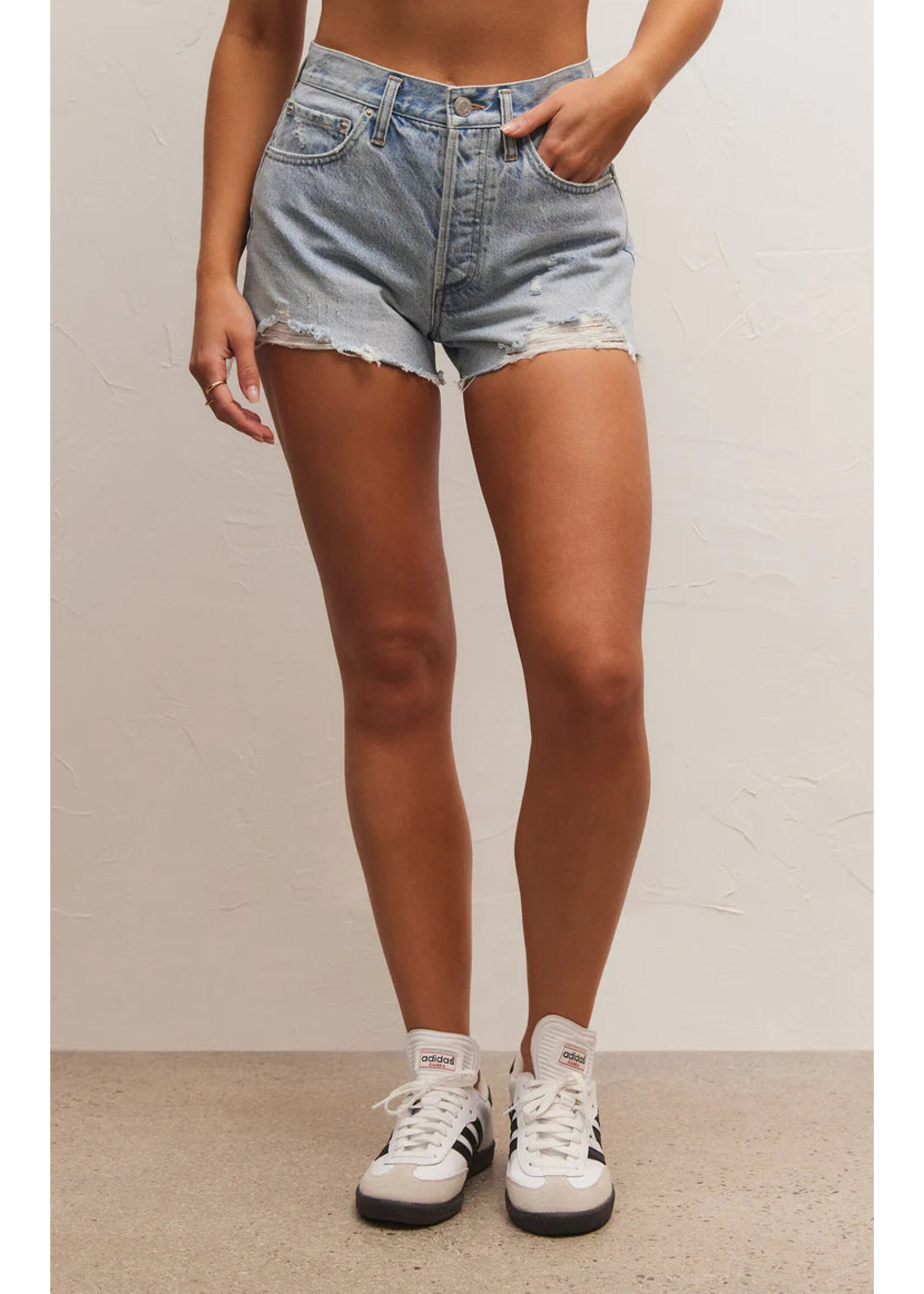 Z-Supply Z-Supply Short En Jean Taille Haute Classique - Sun Bleached Indigo