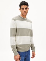 Armedangels Armedangels Loukaa Stripes Sweater - Seagreen / Light Oatmilk