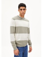 Armedangels Armedangels Loukaa Stripes Sweater - Seagreen / Light Oatmilk
