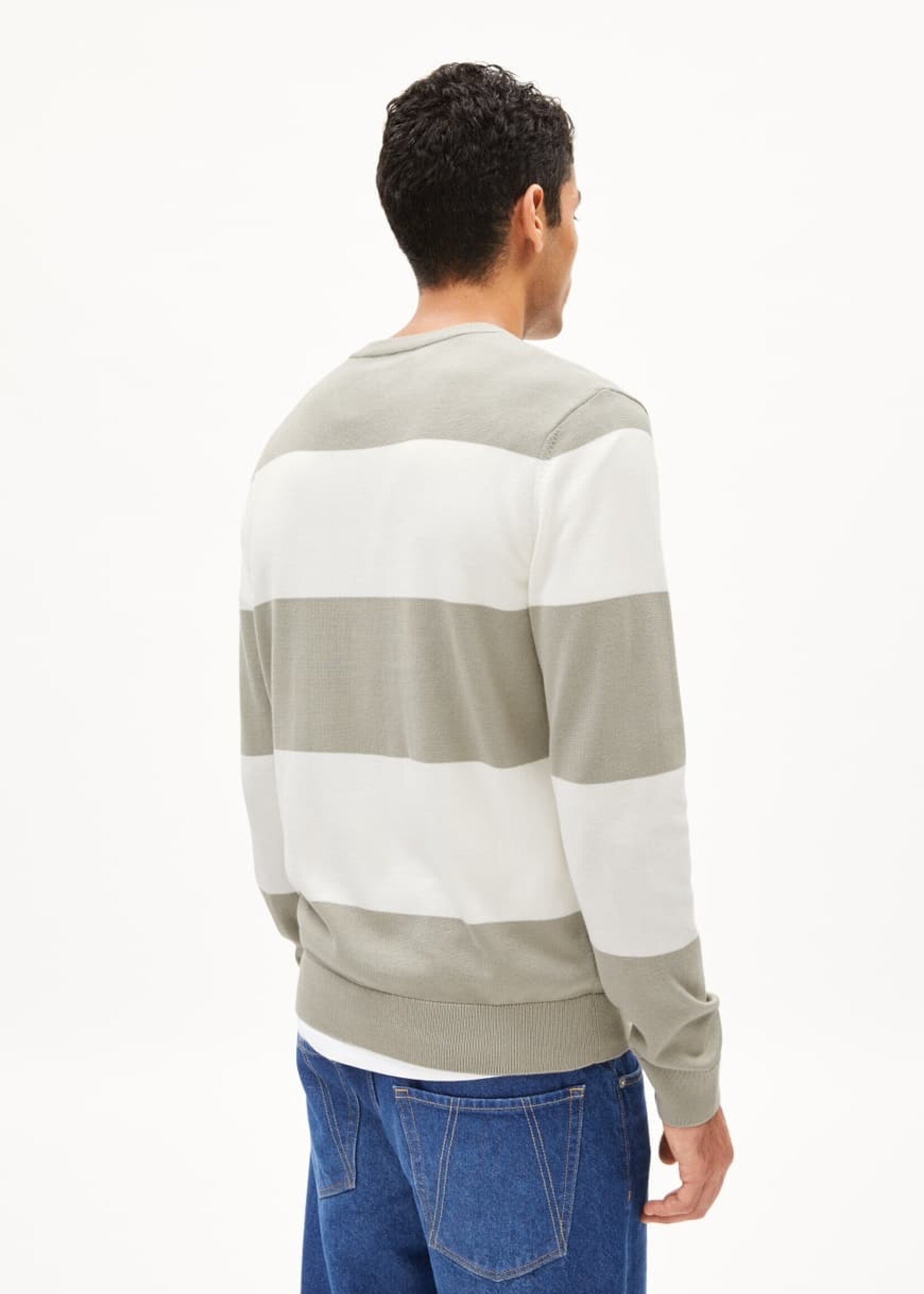 Armedangels Armedangels Loukaa Stripes Sweater - Seagreen / Light Oatmilk