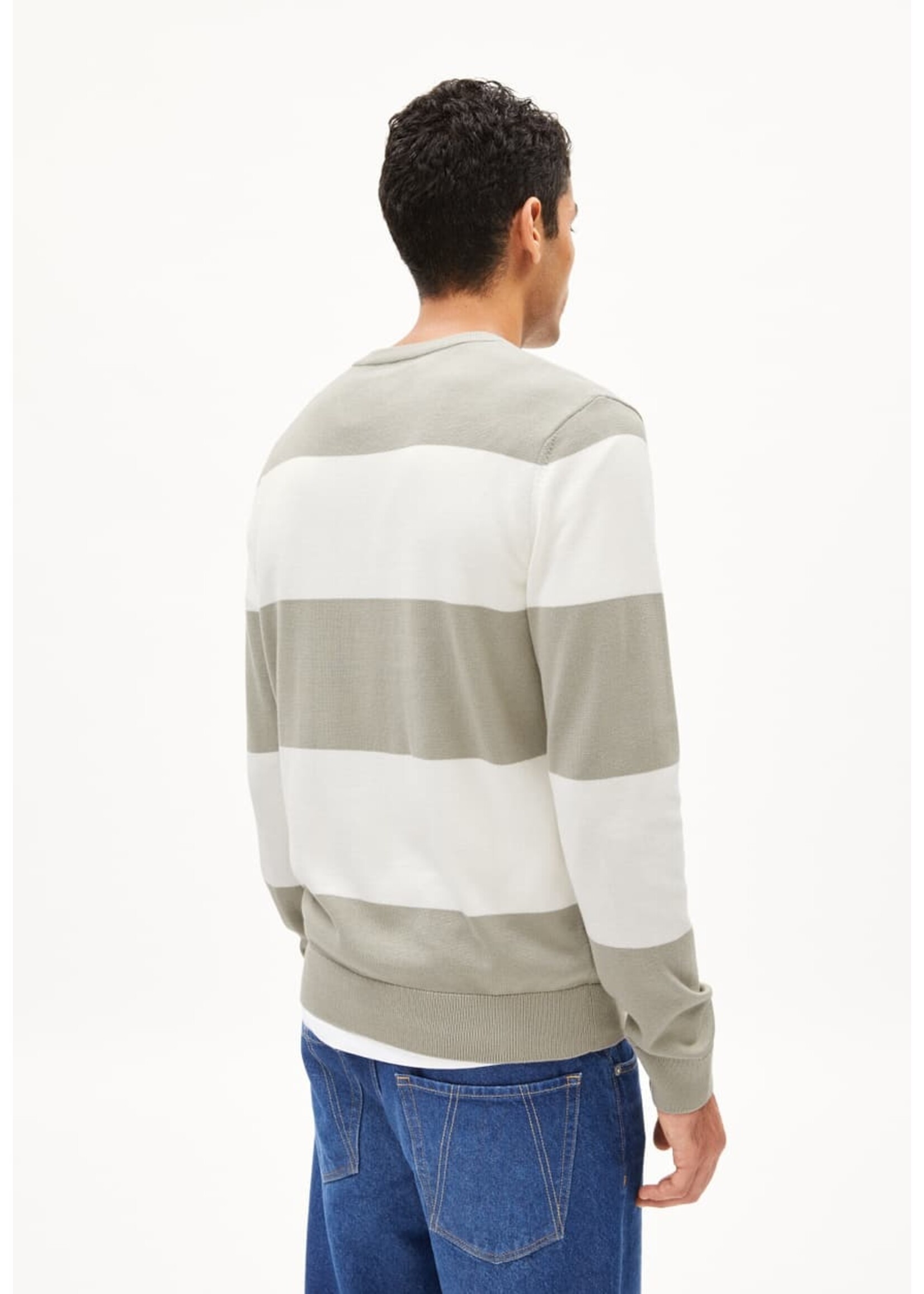 Armedangels Armedangels Loukaa Stripes Sweater - Seagreen / Light Oatmilk