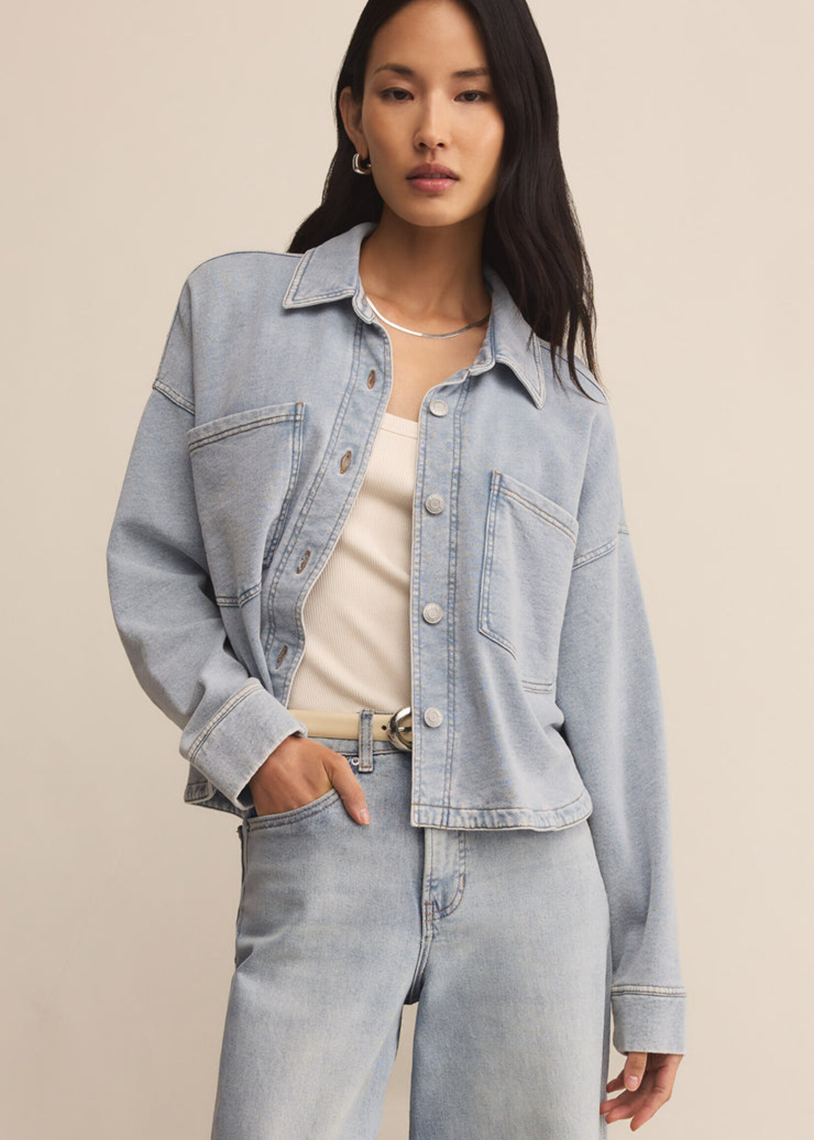Z-Supply Z-Supply Veste Courte En Tricot All Day - Indigo Délavé