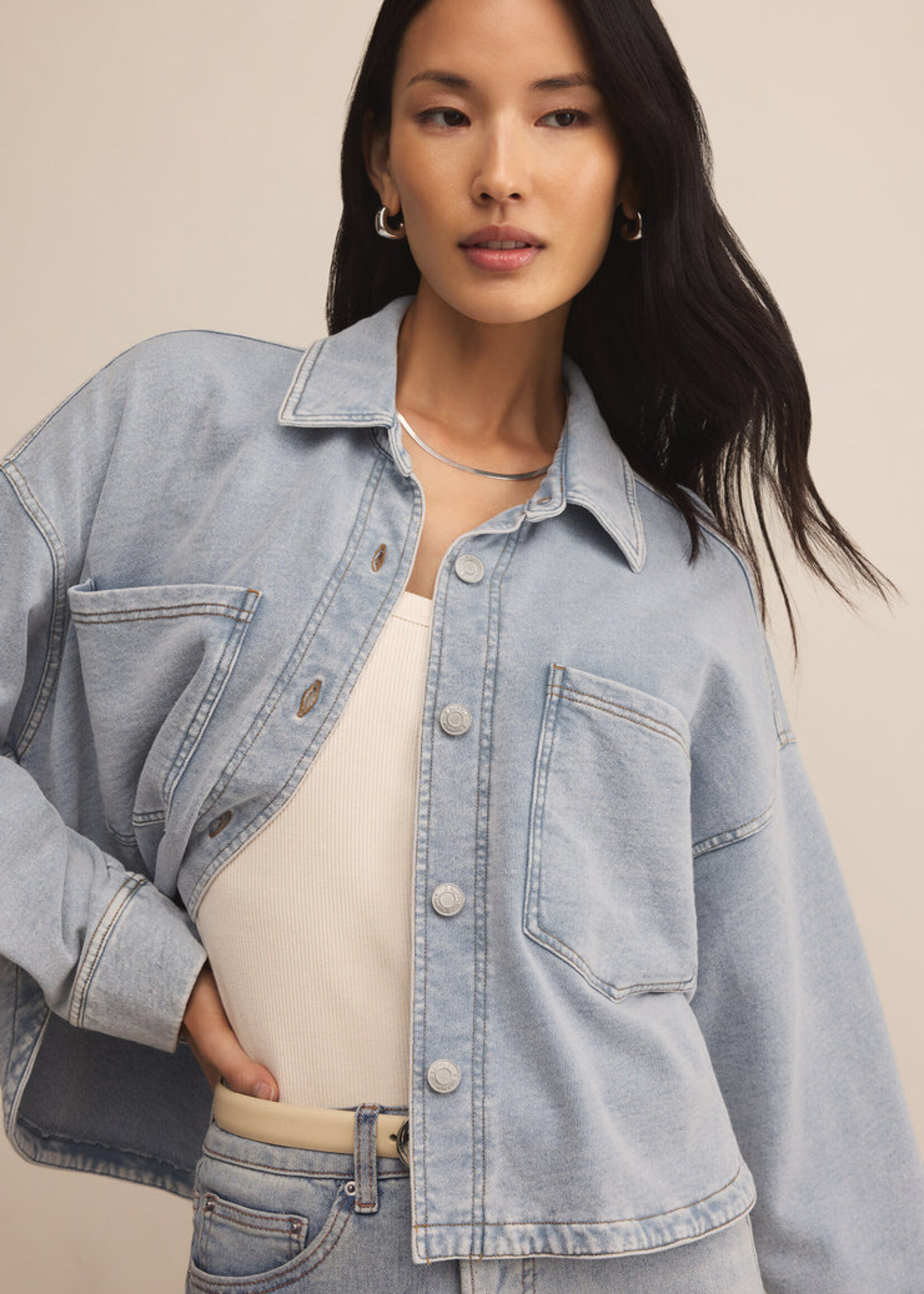 Z-Supply Z-Supply Veste Courte En Tricot All Day - Indigo Délavé
