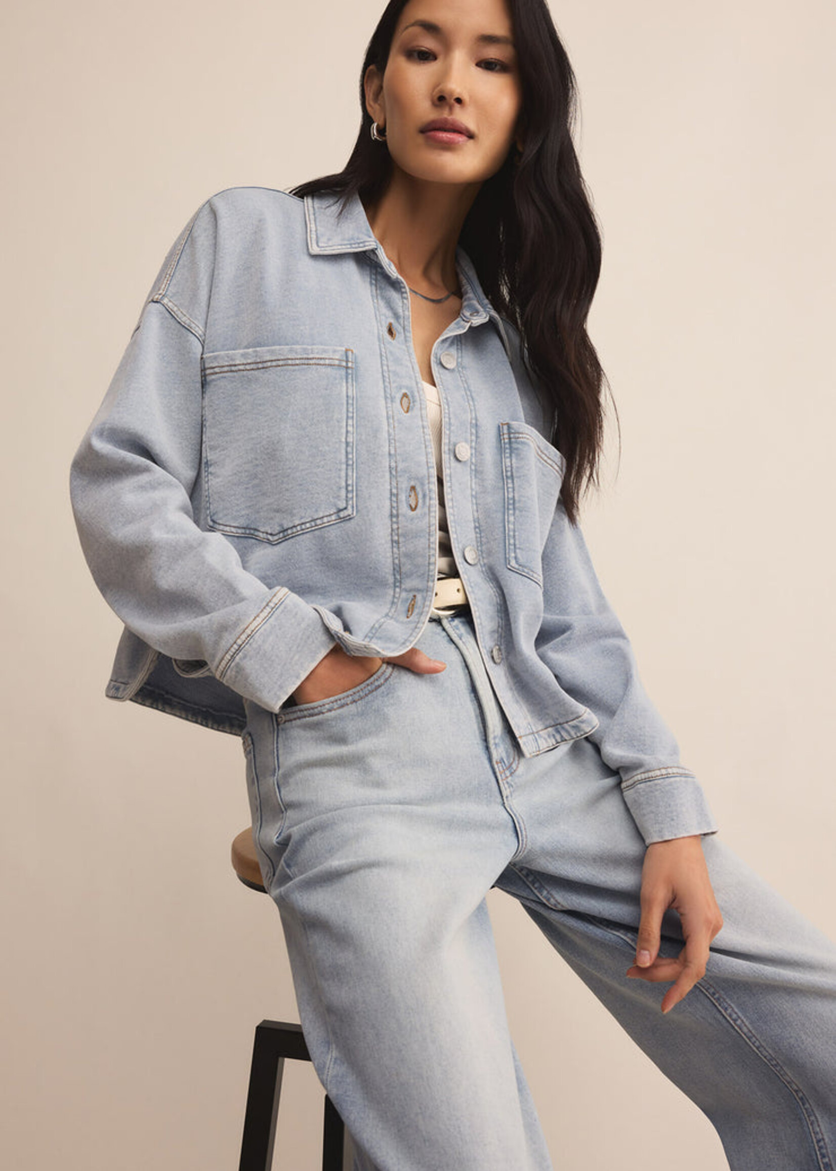 Z-Supply Z-Supply Veste Courte En Tricot All Day - Indigo Délavé