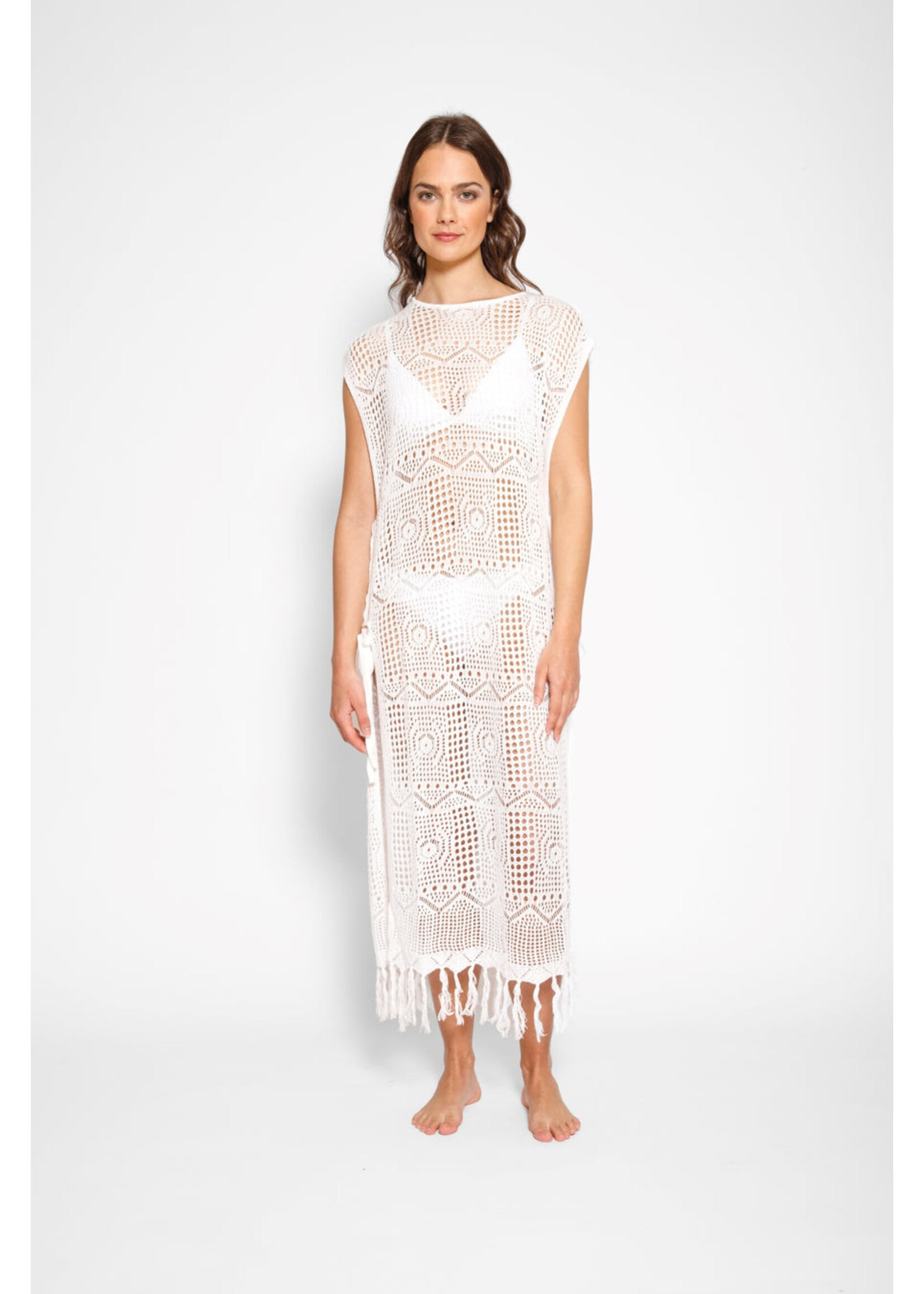 Koy Resort Koy Resort Robe En Maille Ouverte À Franges Santorini - Crème