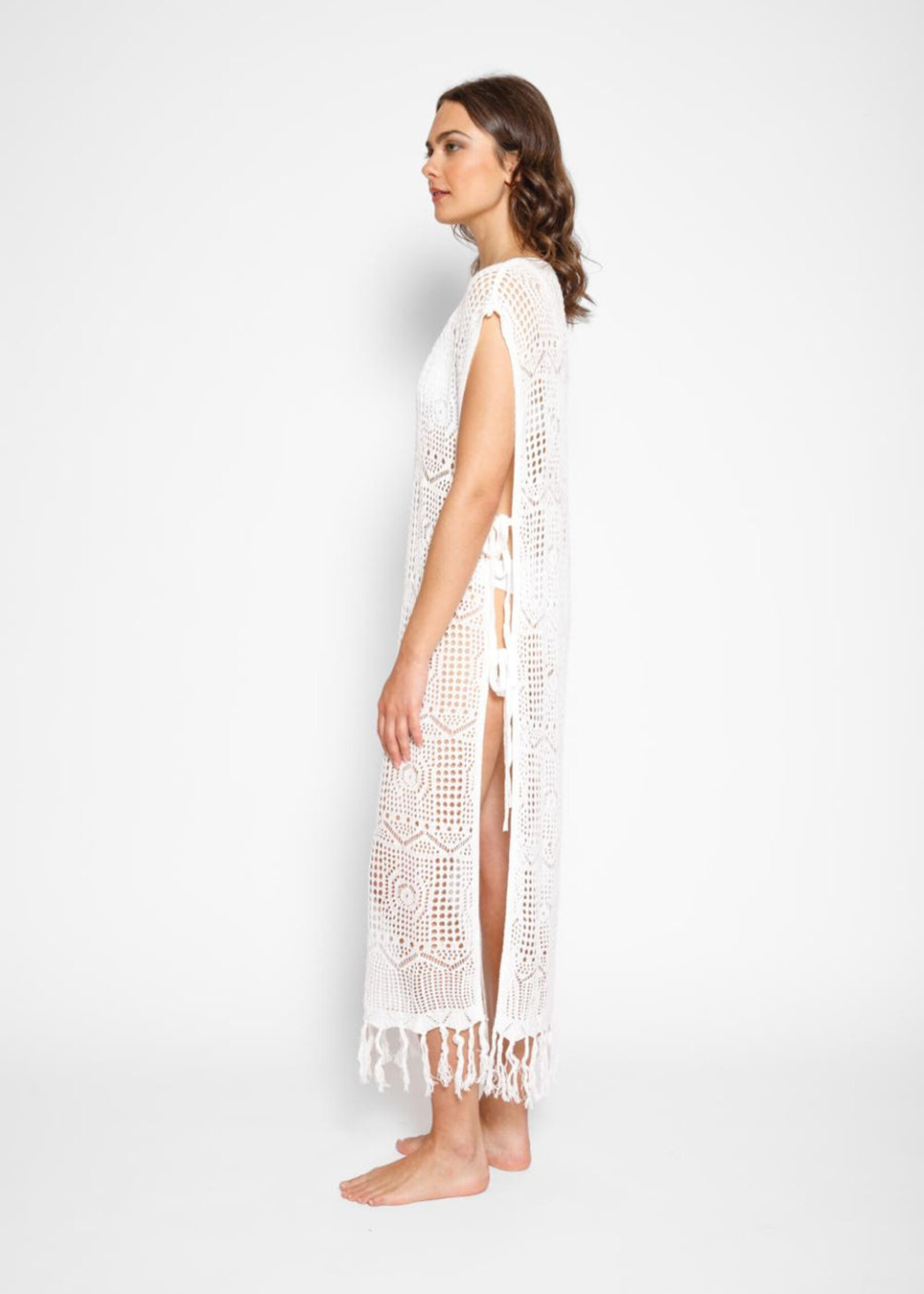 Koy Resort Koy Resort Santorini Fringe Open Knit Dress - Cream