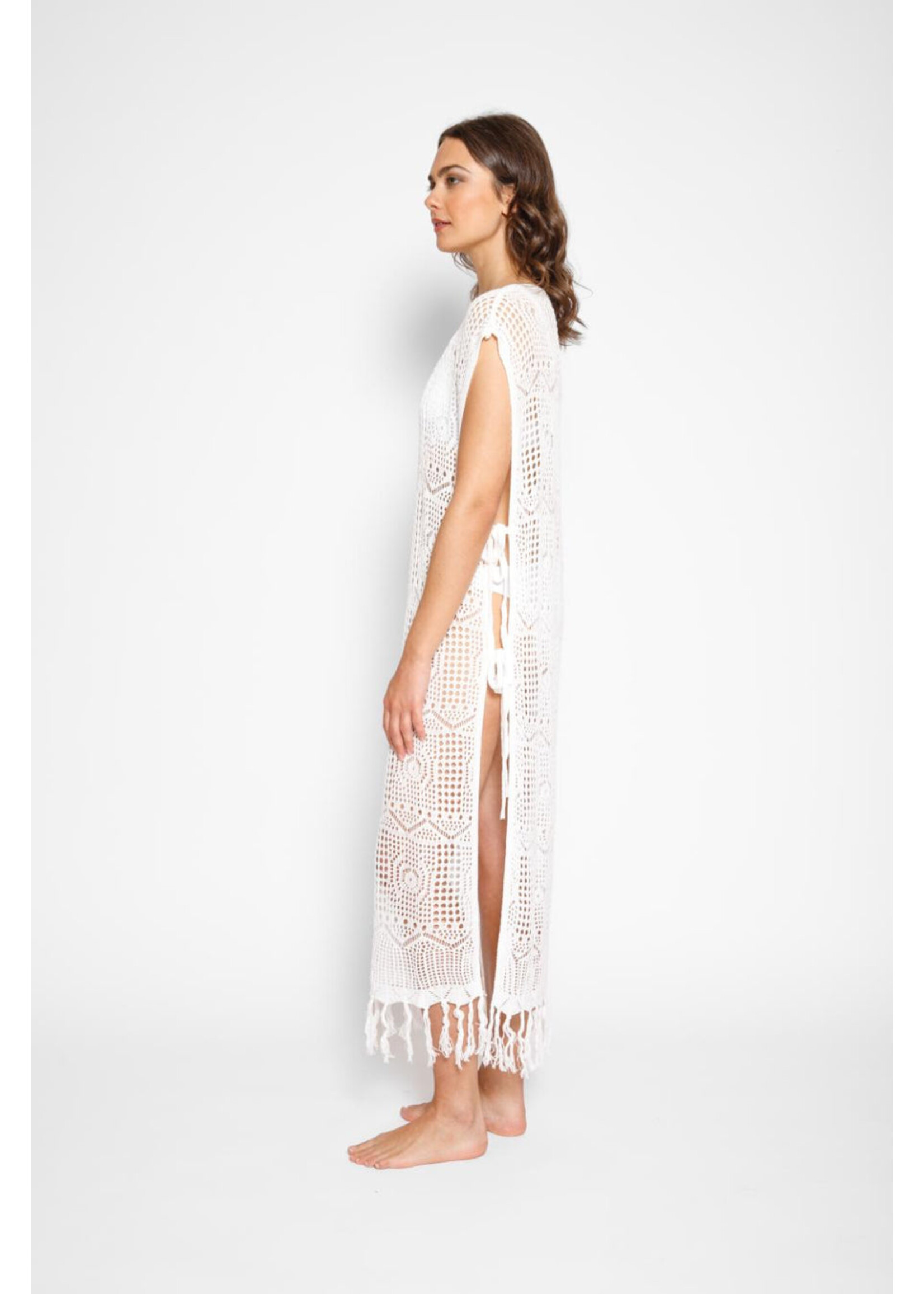 Koy Resort Koy Resort Robe En Maille Ouverte À Franges Santorini - Crème