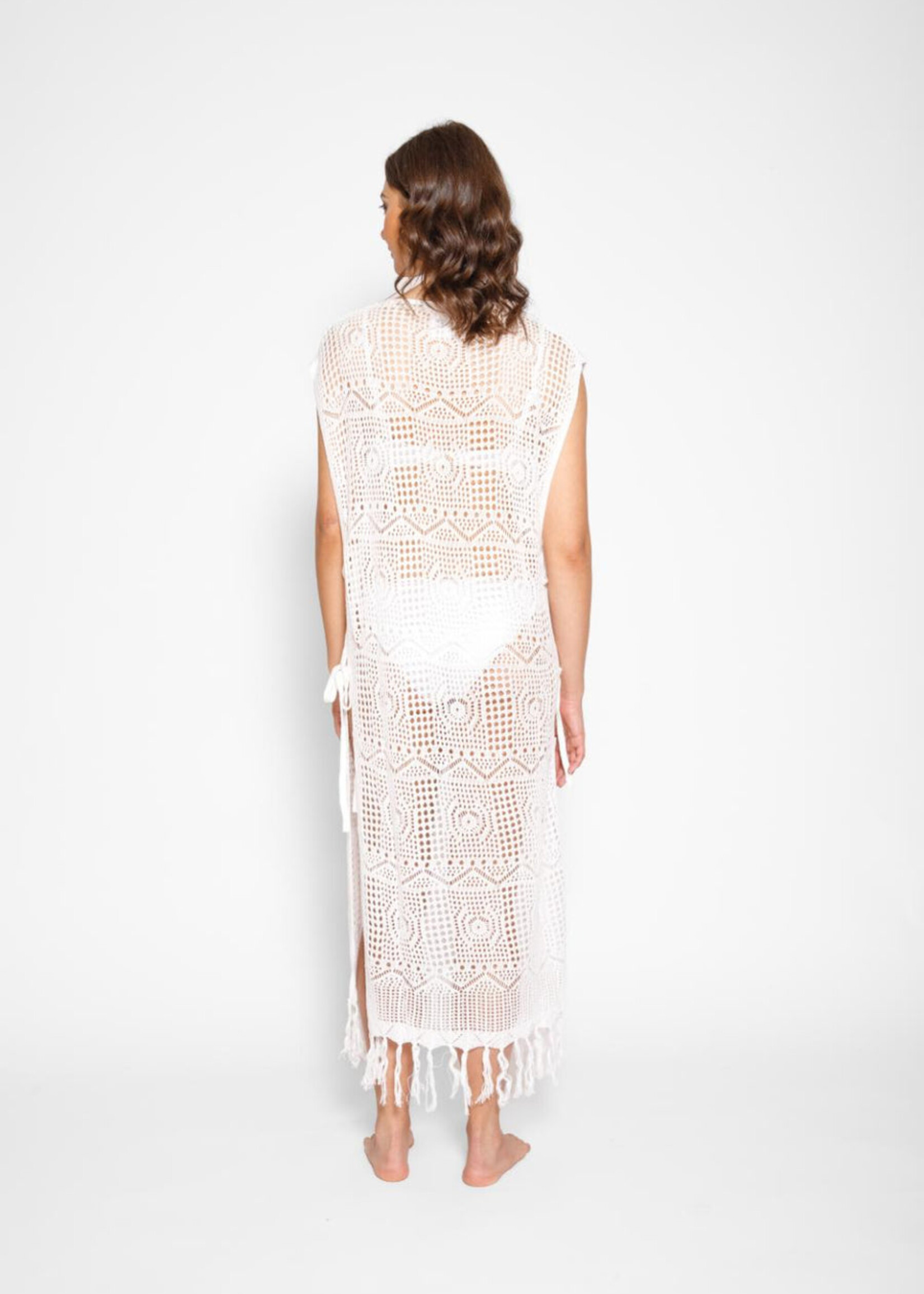Koy Resort Koy Resort Santorini Fringe Open Knit Dress - Cream