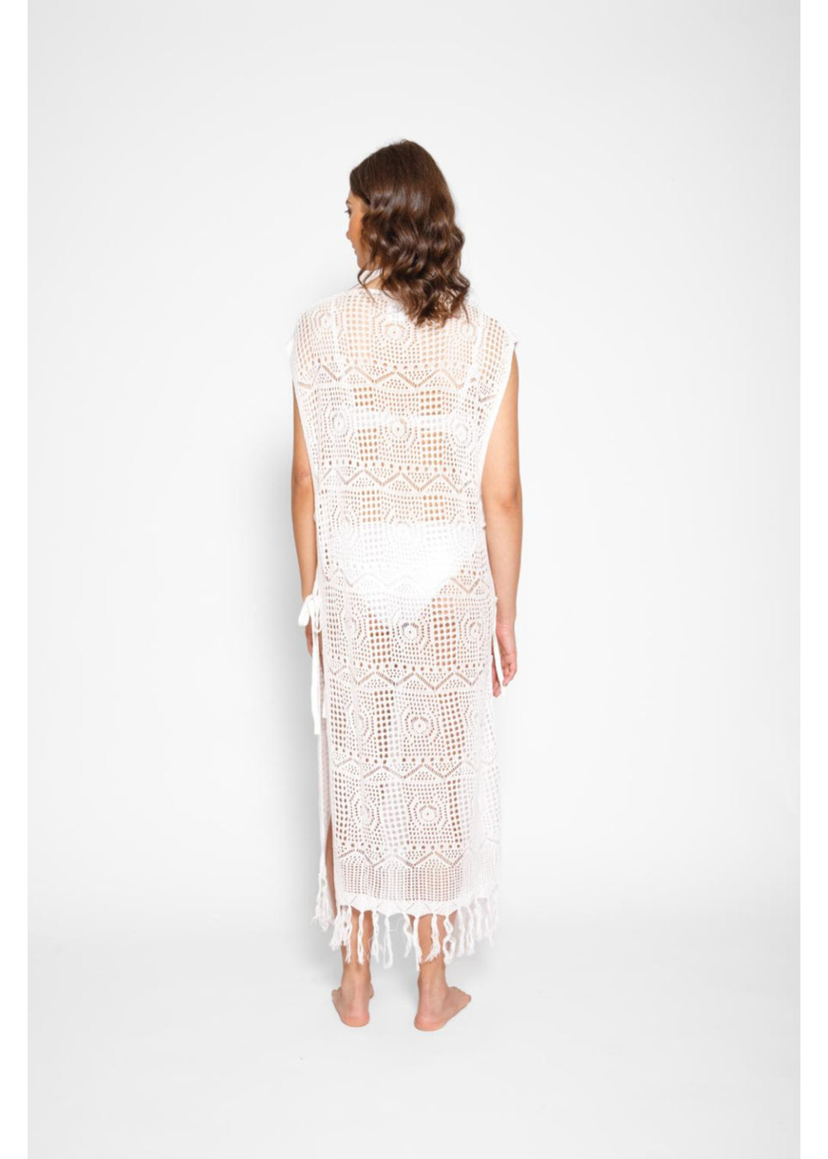 Koy Resort Koy Resort Robe En Maille Ouverte À Franges Santorini - Crème