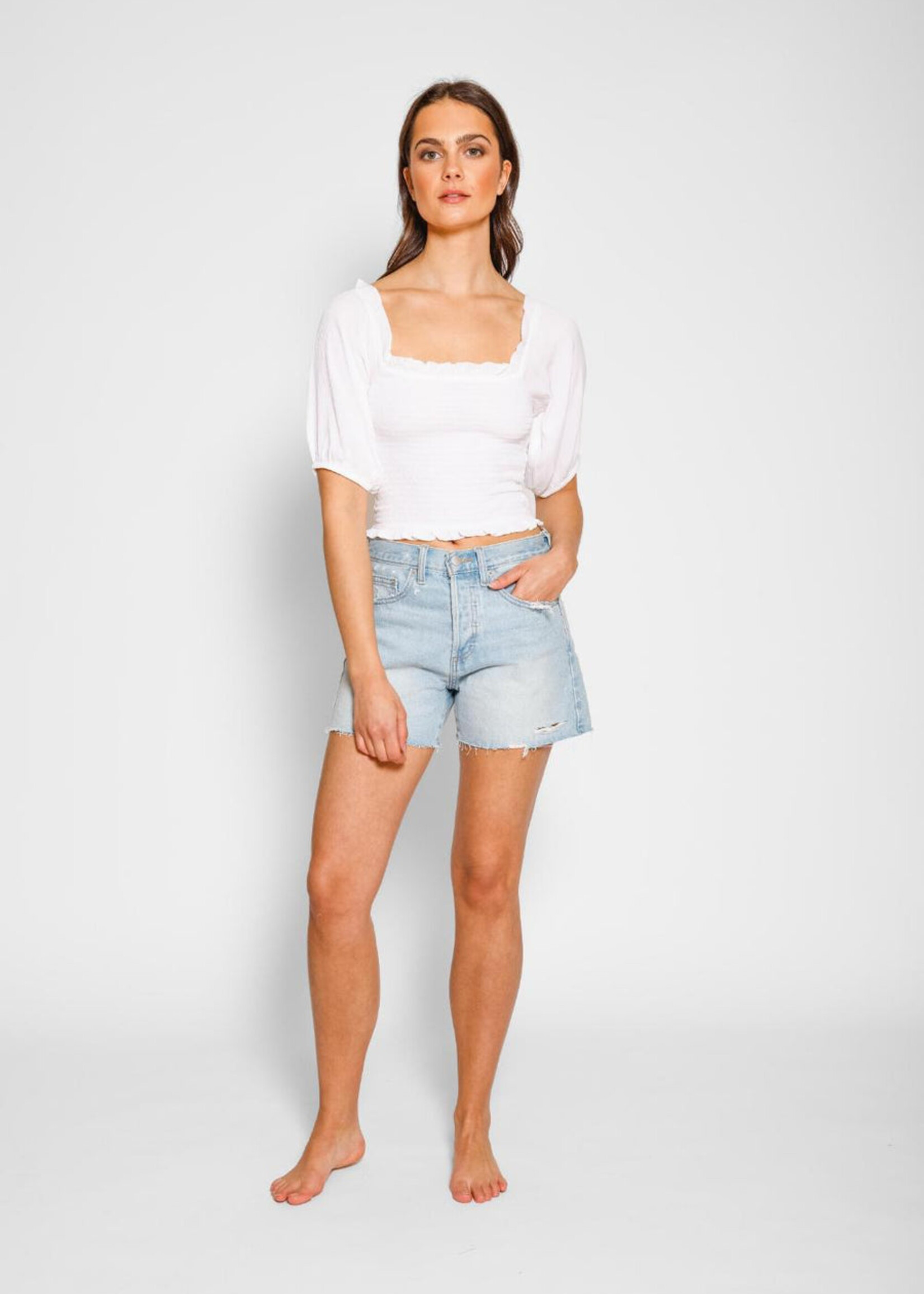 Koy Resort Koy Resort Miami Boho Smocked Crop Top - White