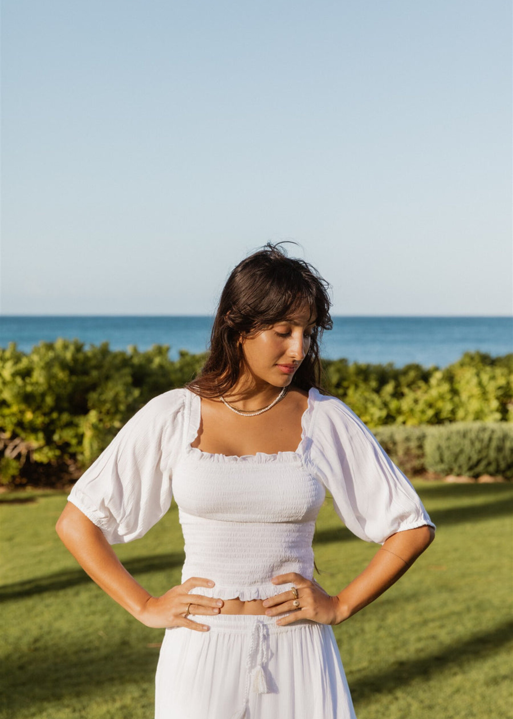 Koy Resort Koy Resort Miami Boho Smocked Crop Top - White