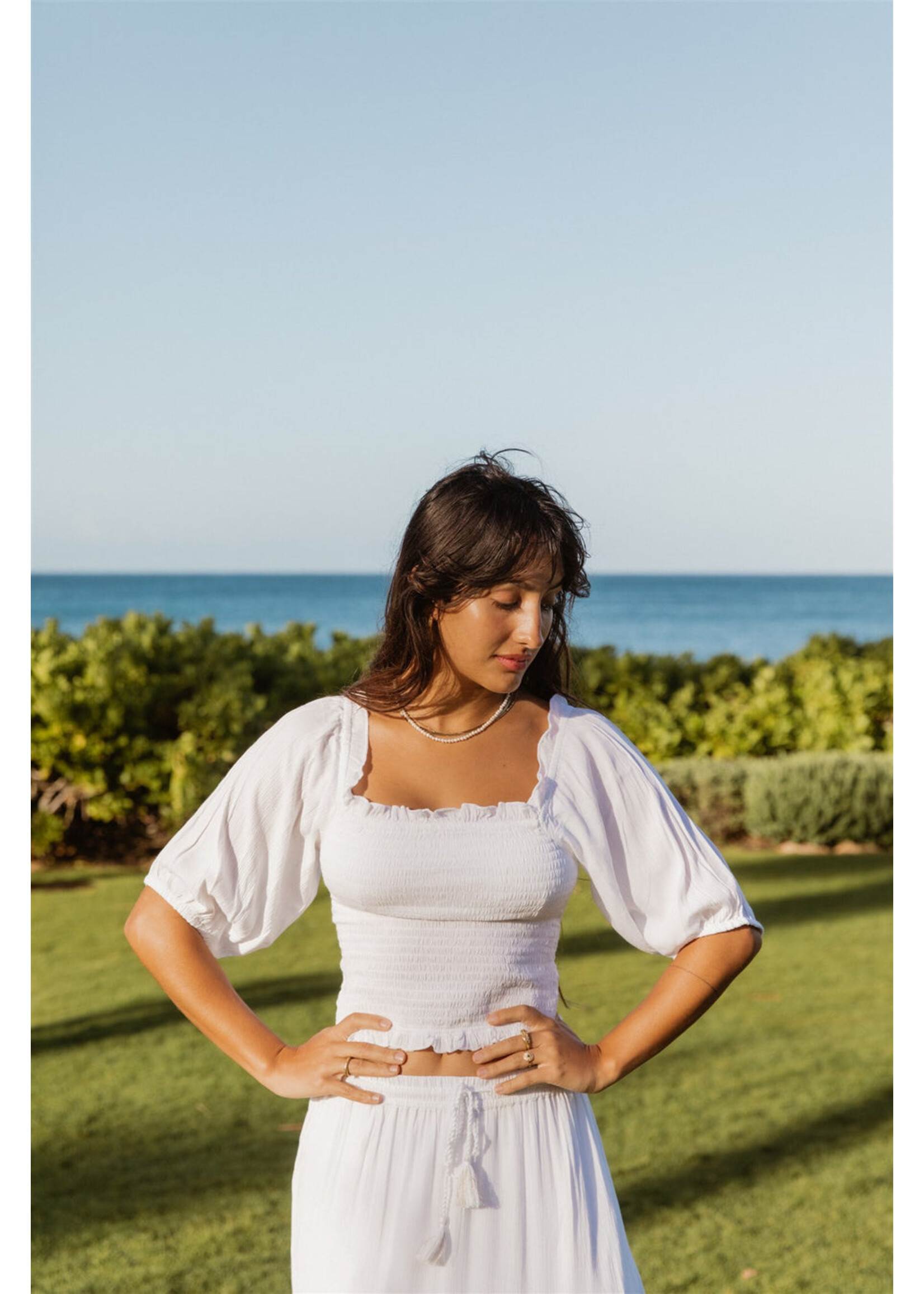 Koy Resort Koy Resort Miami Boho Smocked Crop Top - White
