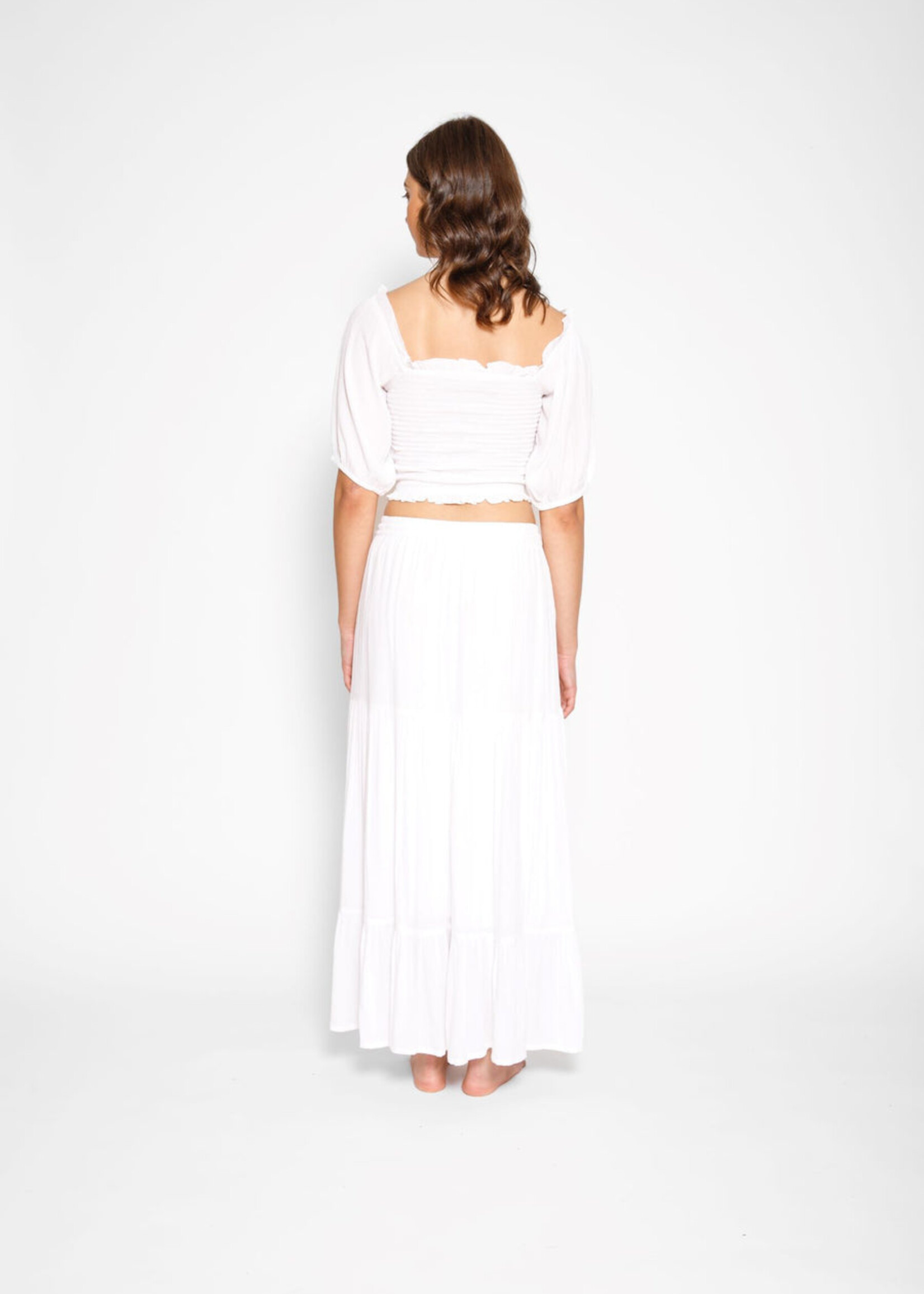 Koy Resort Koy Resort Miami Boho Smocked Crop Top - White
