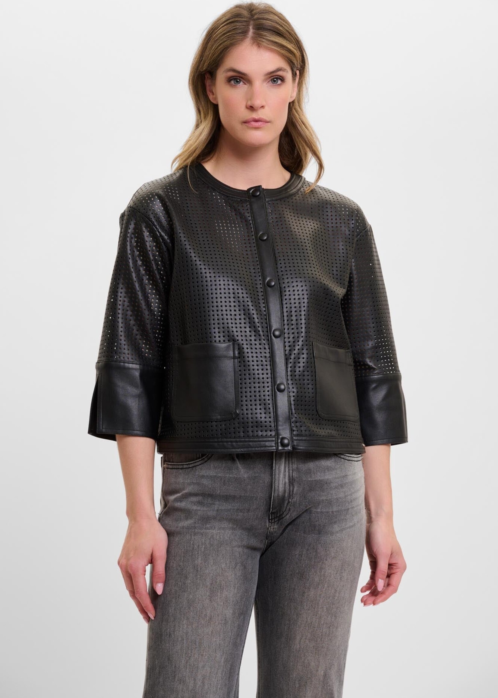 Rino & Pelle Rino & Pelle Abou Faux Leather Perforated Jacket - Black