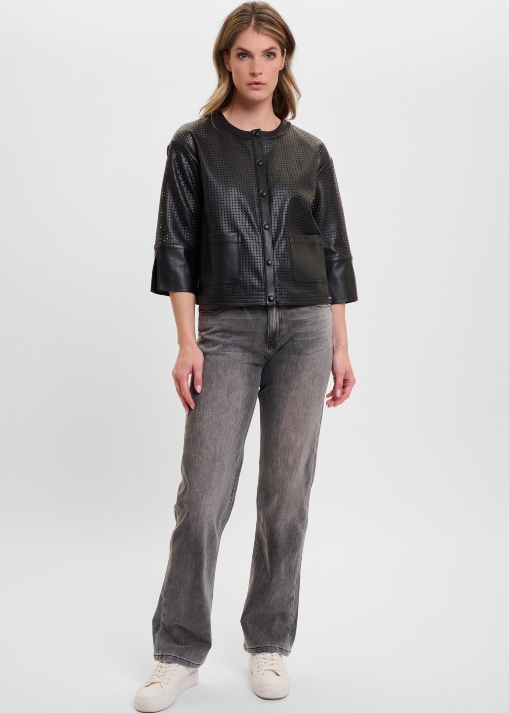 Rino & Pelle Rino & Pelle Abou Faux Leather Perforated Jacket - Black