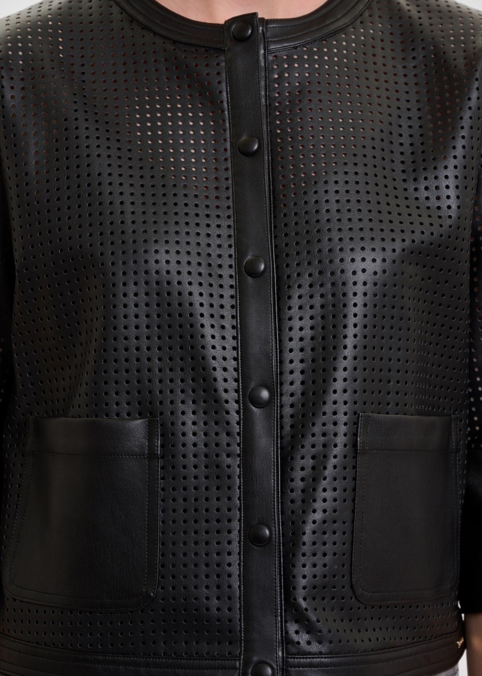 Rino & Pelle Rino & Pelle Abou Faux Leather Perforated Jacket - Black