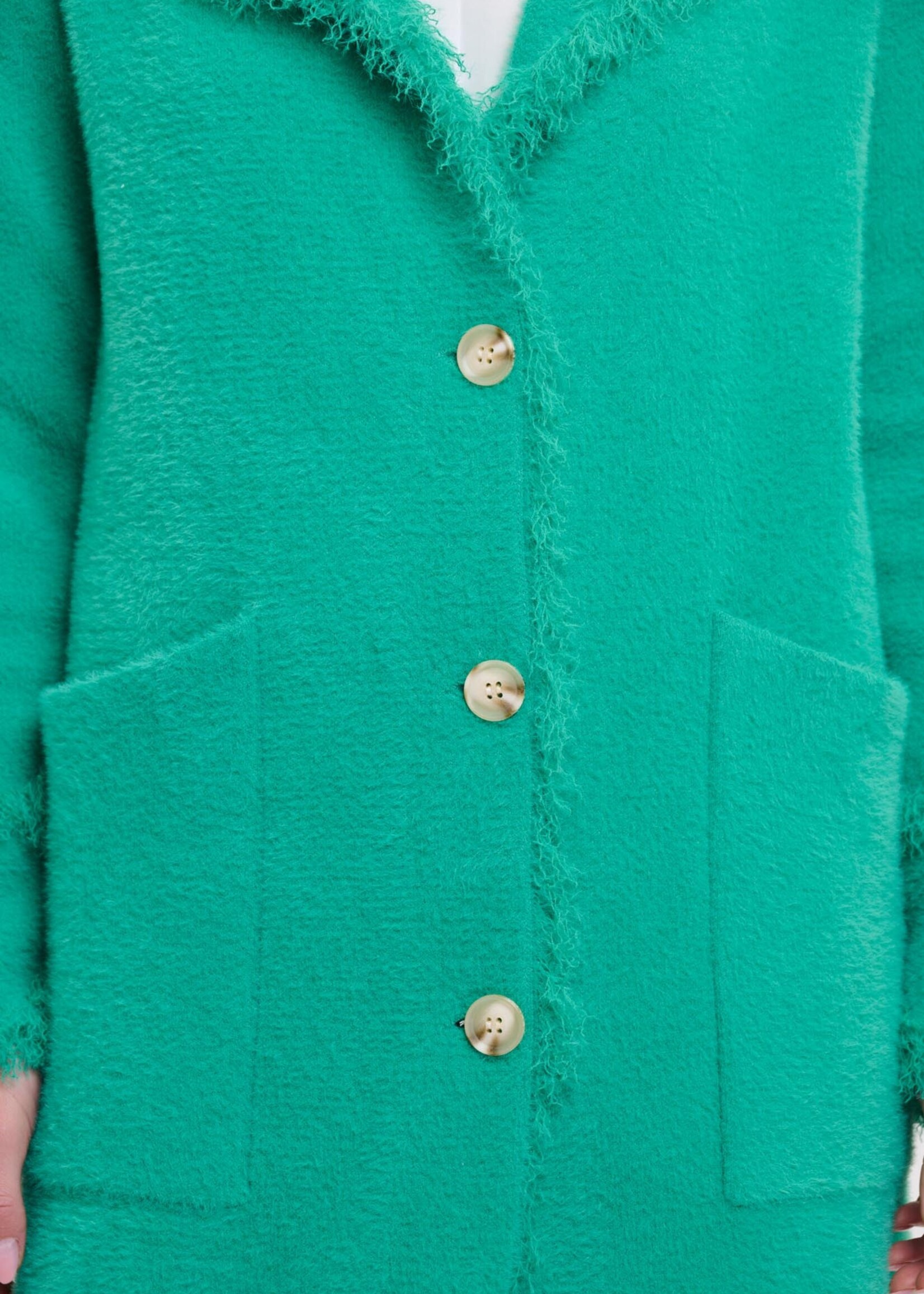 Rino & Pelle Rino & Pelle Catena Single Breasted Cardigan With Fringe - Clover Green