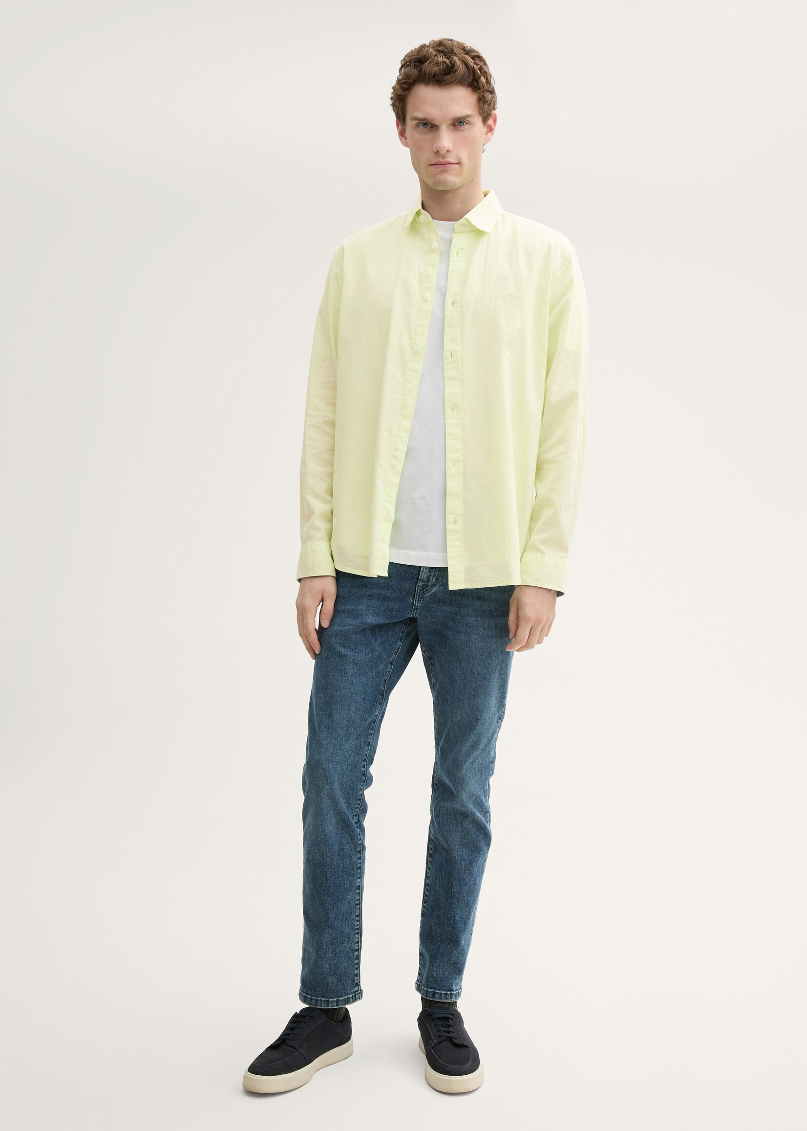 Tom Tailor Tom Tailor Chemise Coupe Standard - Vert Citron Crème