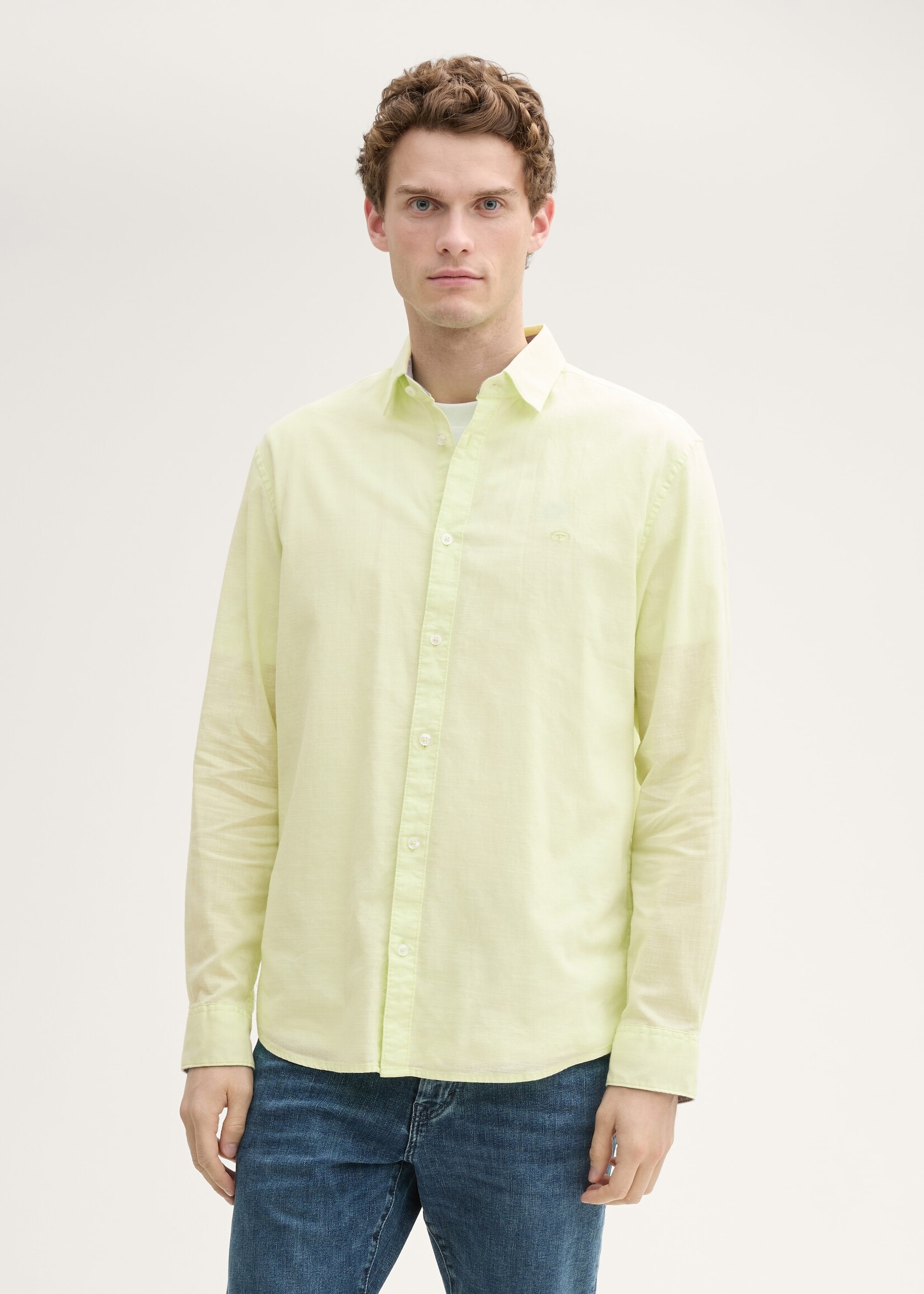Tom Tailor Tom Tailor Chemise Coupe Standard - Vert Citron Crème