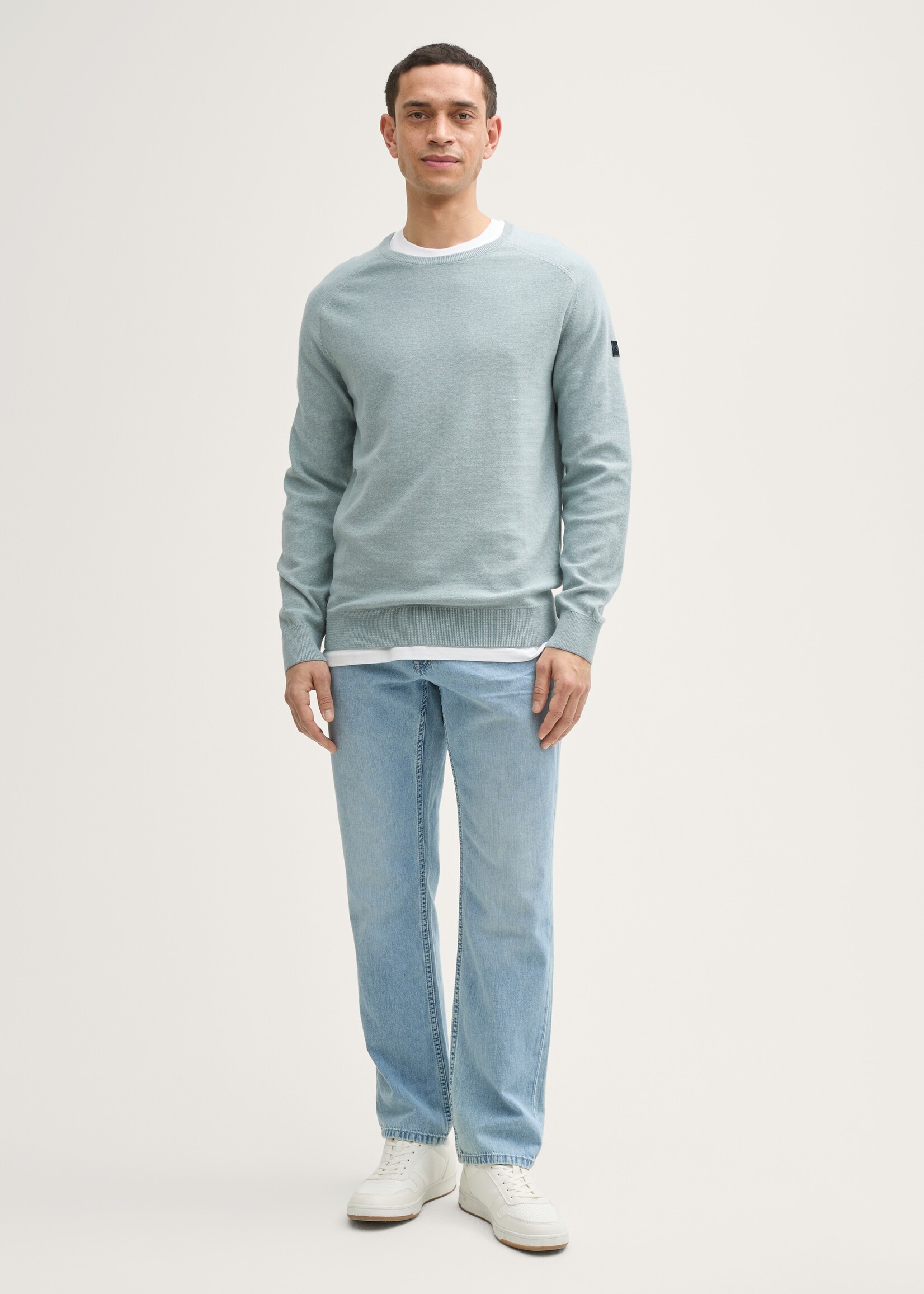 Tom Tailor Tom Tailor Structured Jumper - Grey Mint Tonal Fine Stripe