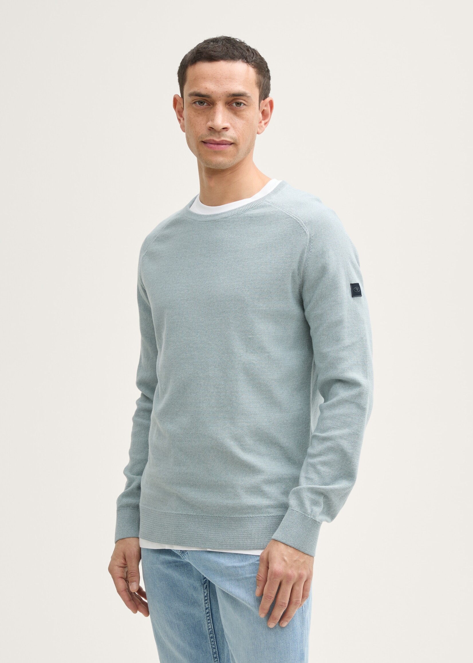 Tom Tailor Tom Tailor Structured Jumper - Grey Mint Tonal Fine Stripe