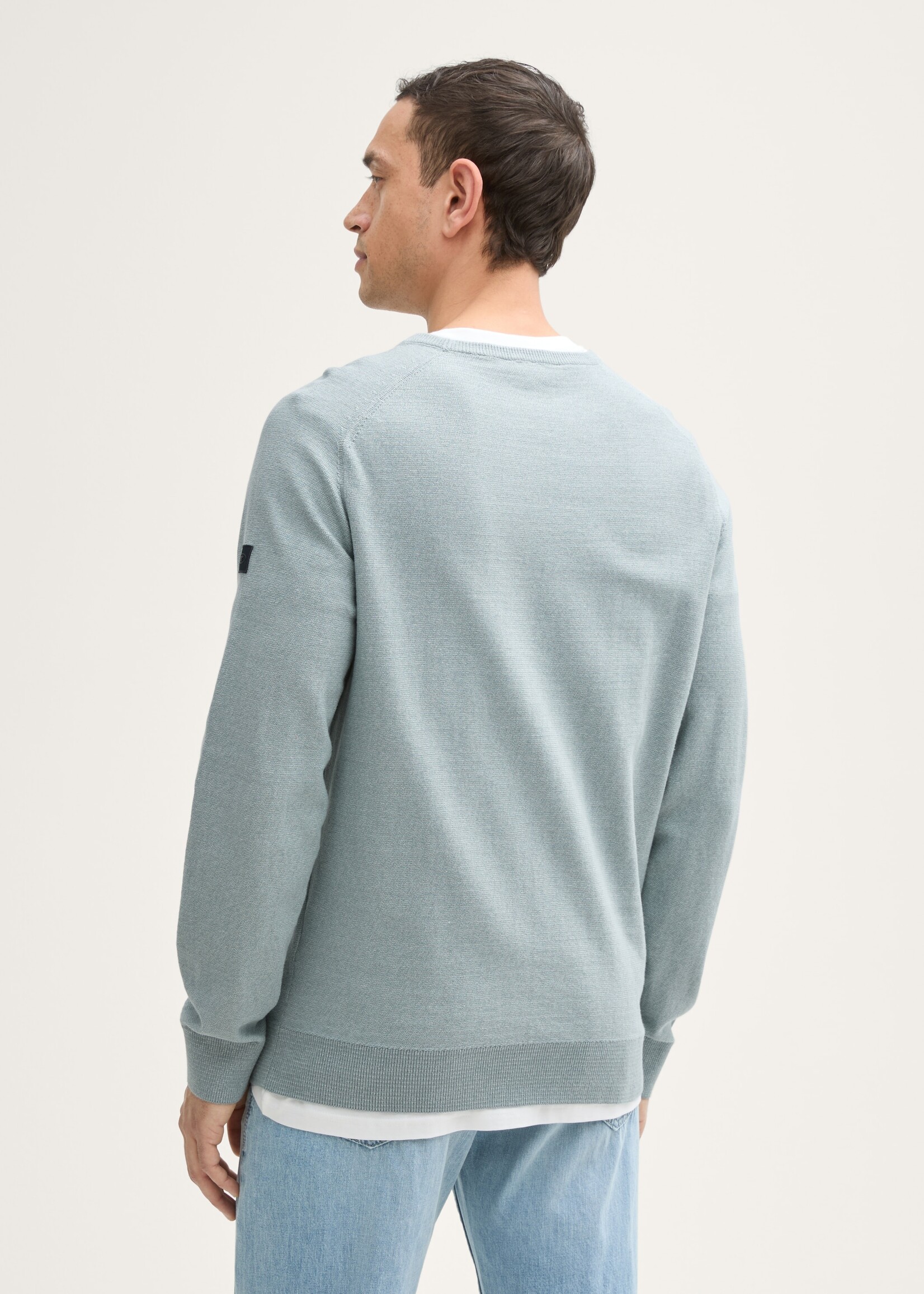 Tom Tailor Tom Tailor Structured Jumper - Grey Mint Tonal Fine Stripe