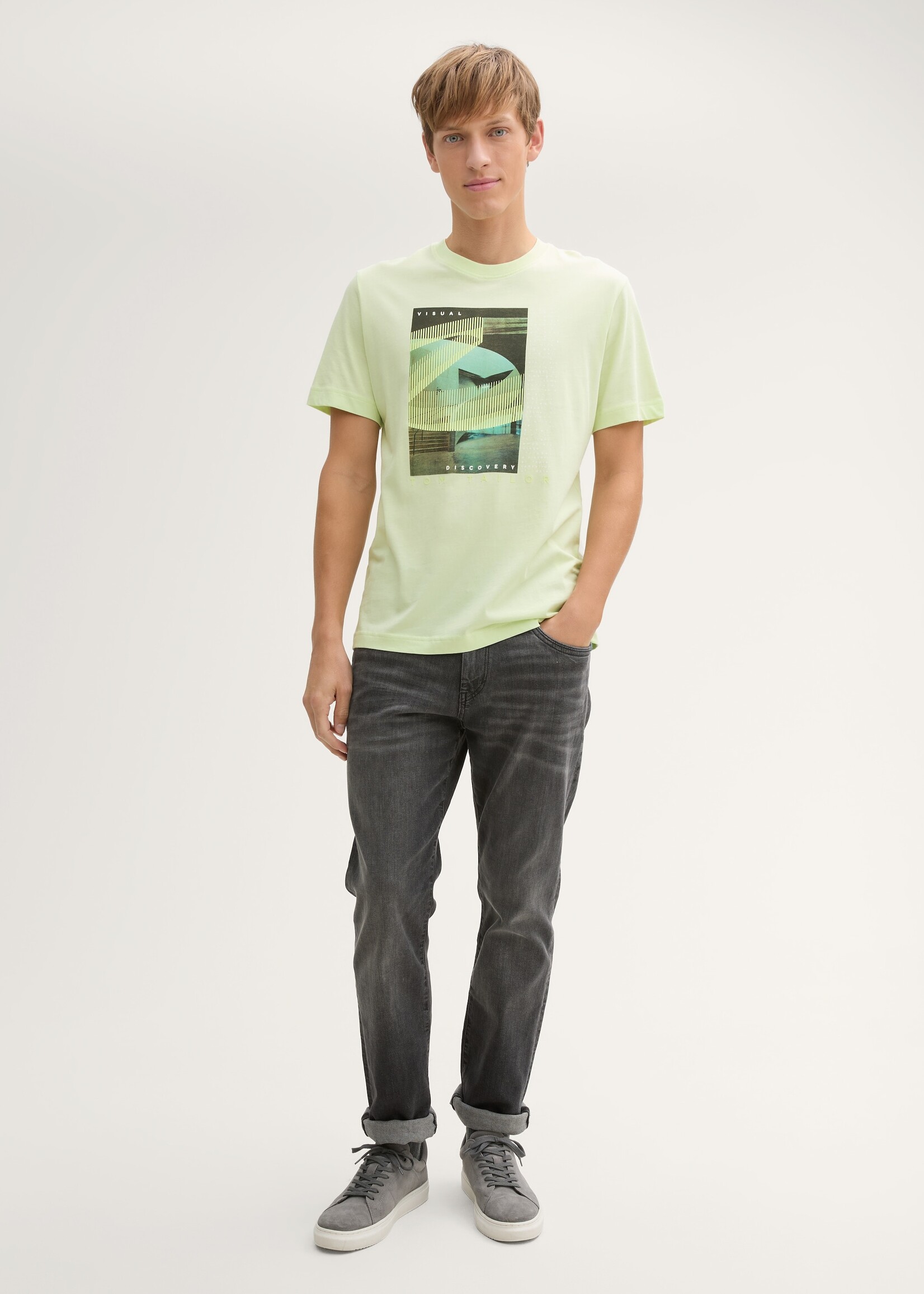 Tom Tailor Tom Tailor T-Shirt Avec Imprimé Photo - Vert Citron Crème