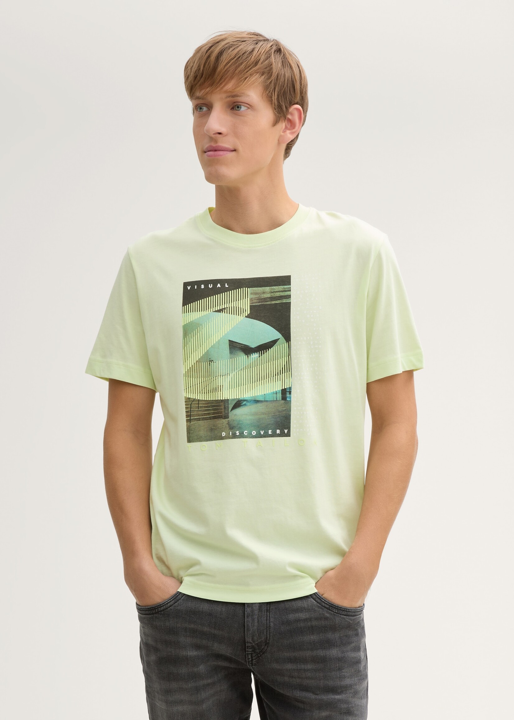 Tom Tailor Tom Tailor T-Shirt Avec Imprimé Photo - Vert Citron Crème