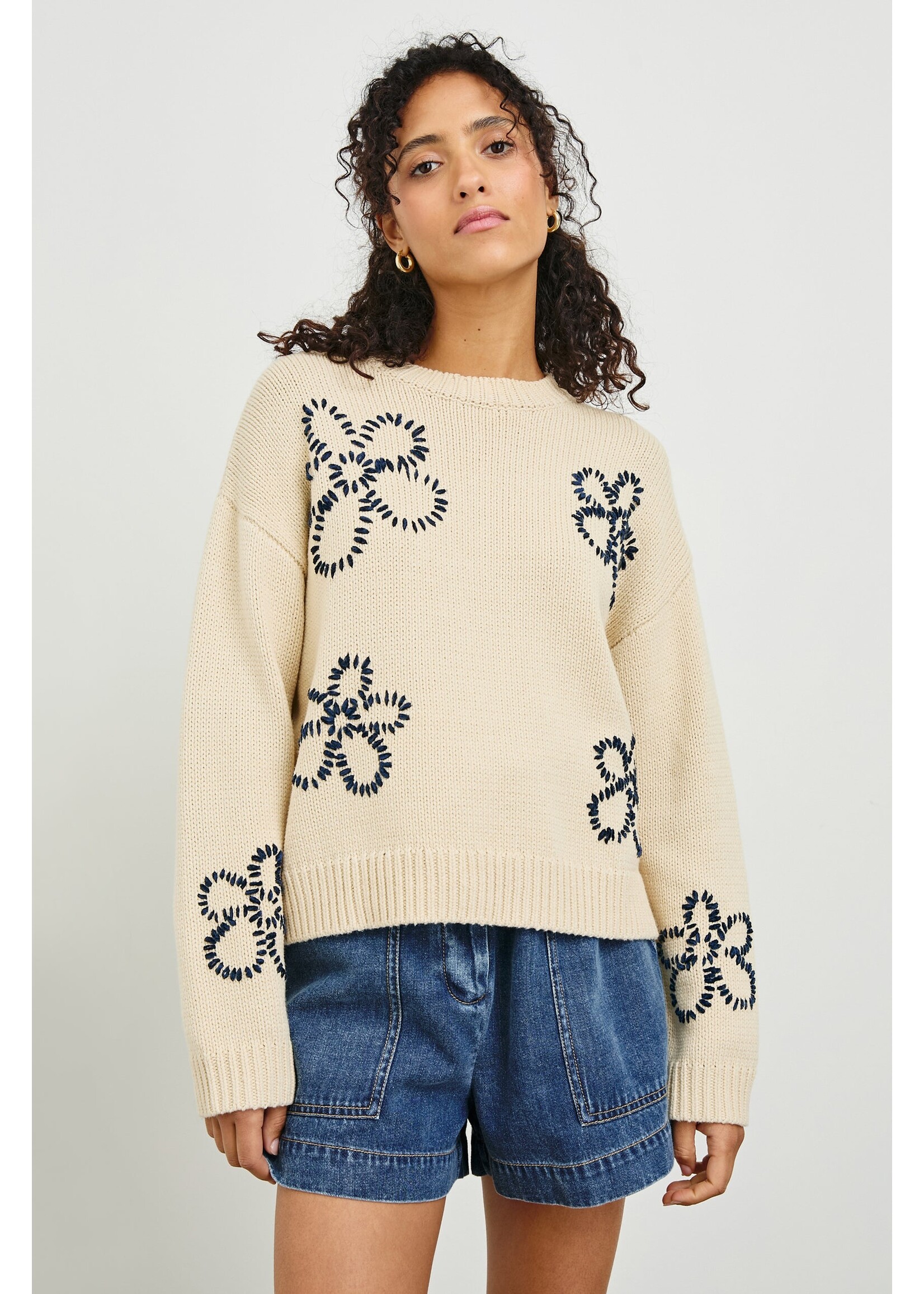 Rails Rails Pull Zoey - Ivory Navy Stitched Daises