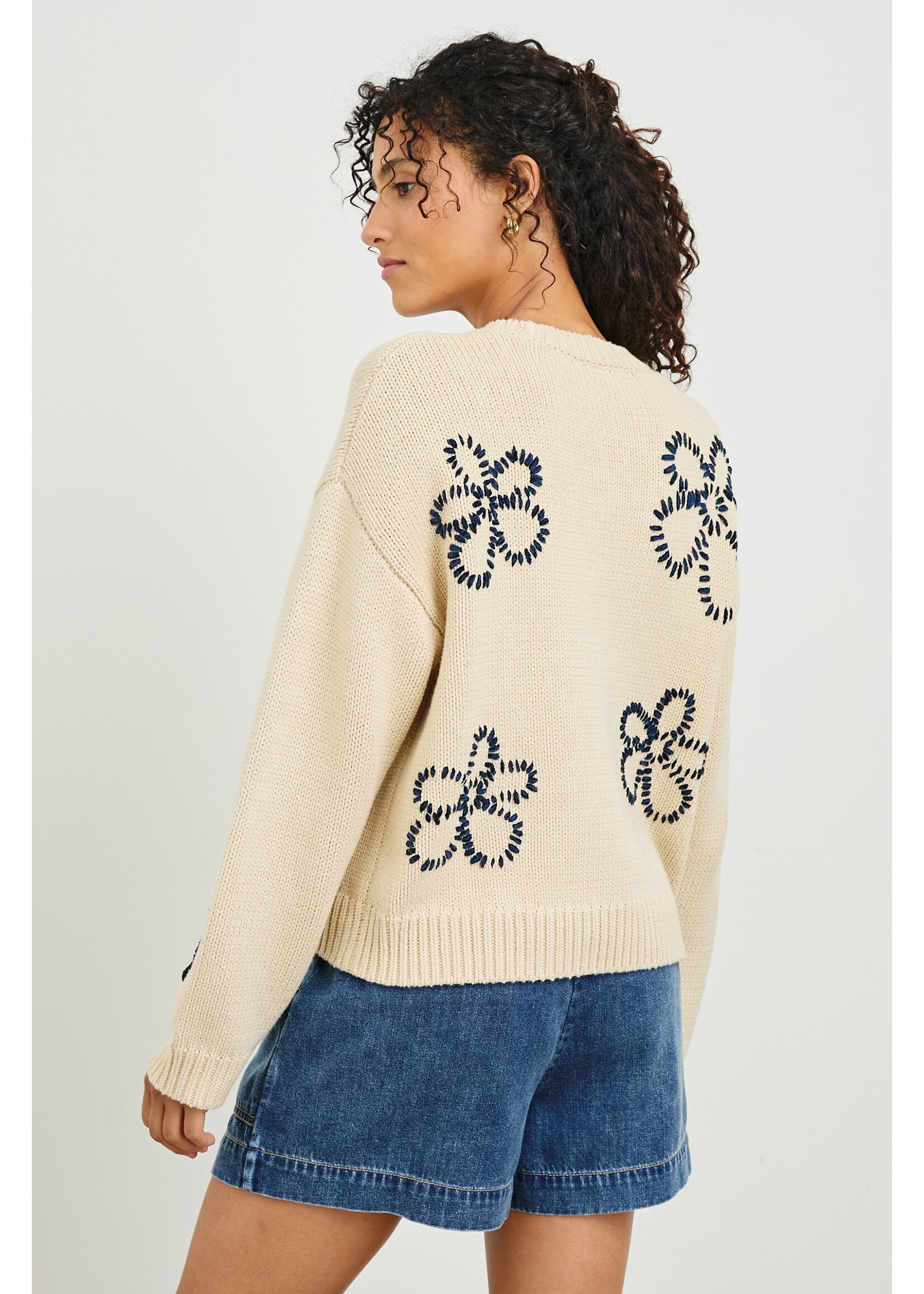 Rails Rails Pull Zoey - Ivory Navy Stitched Daises
