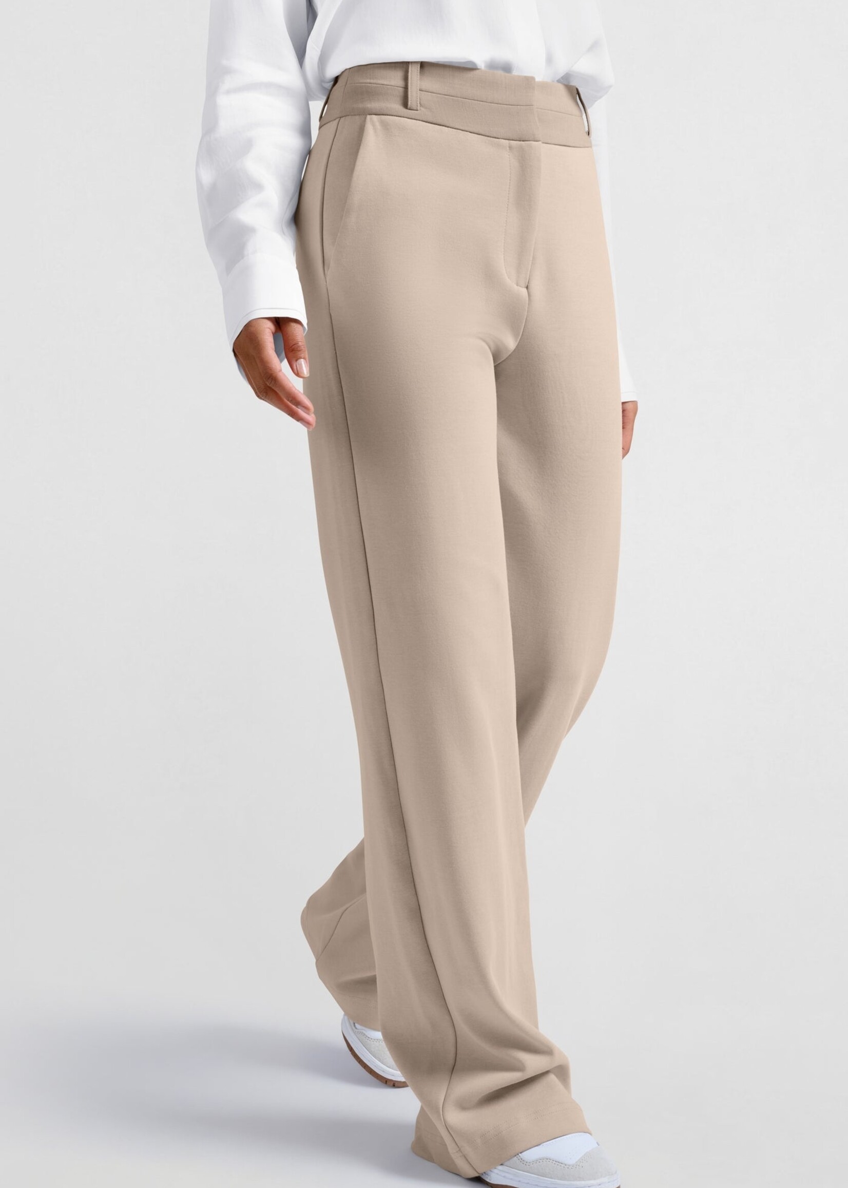 Yaya Women YAYA Jersey Wide Leg Trousers - Feather Grey