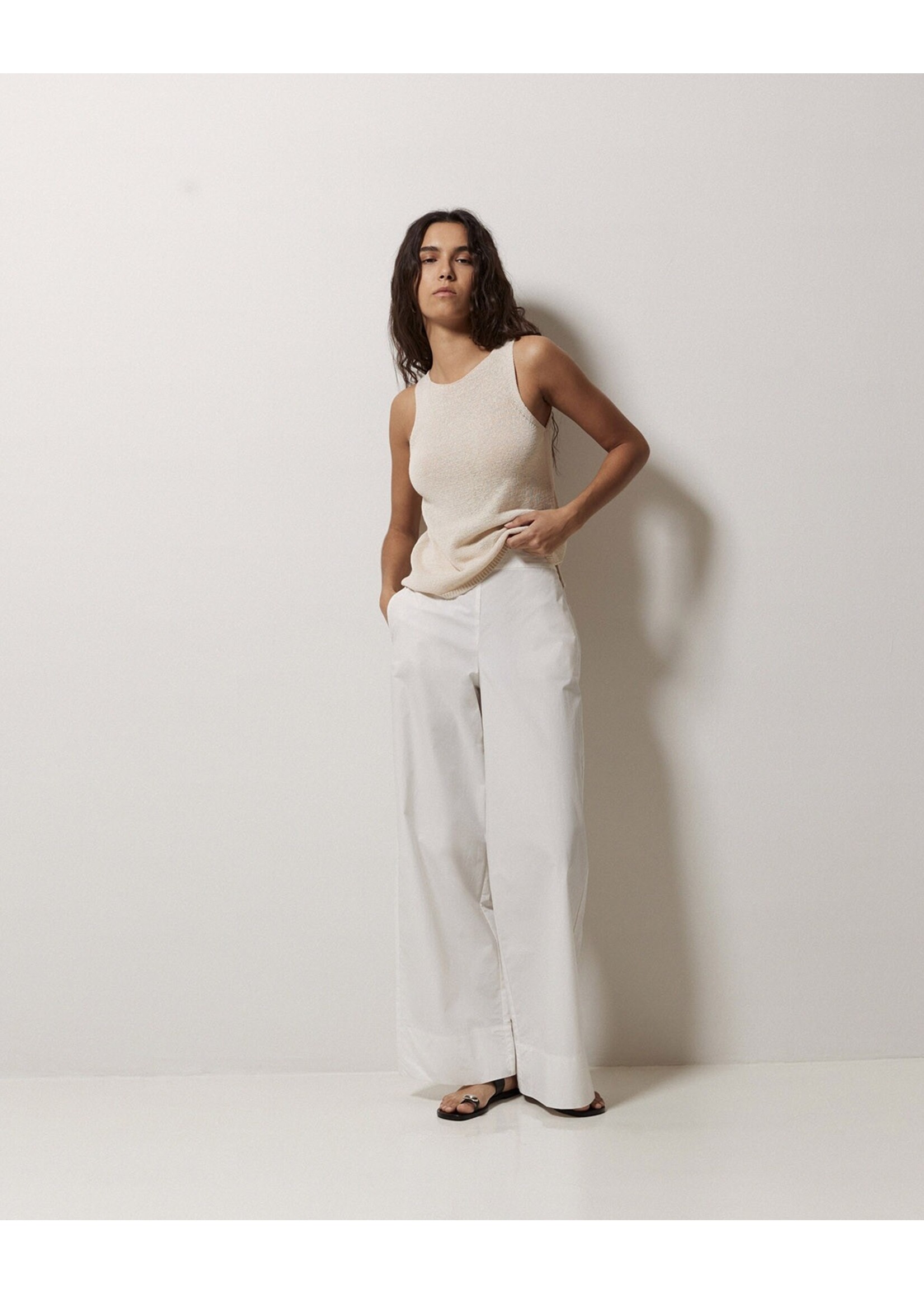 Yerse Yerse Pantalon Large En Popeline - Blanc