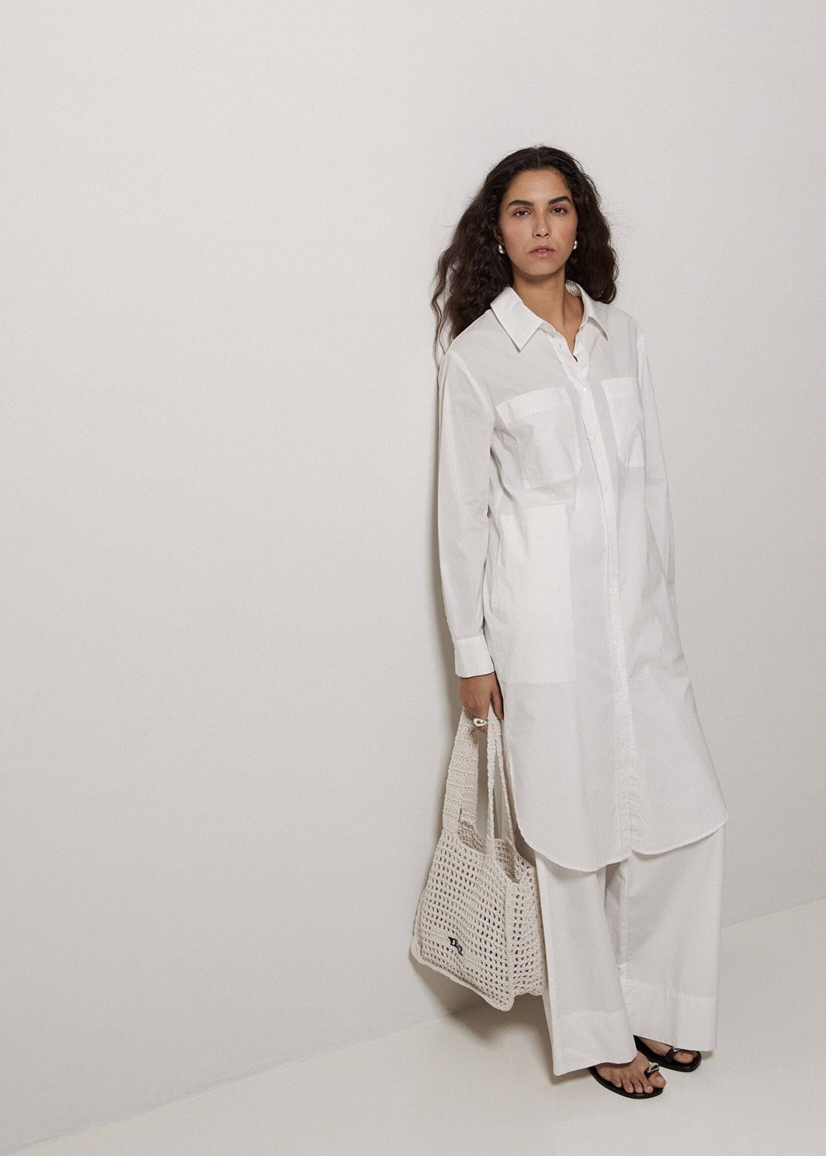 Yerse Yerse Robe Chemise À Col En Popeline - Blanc