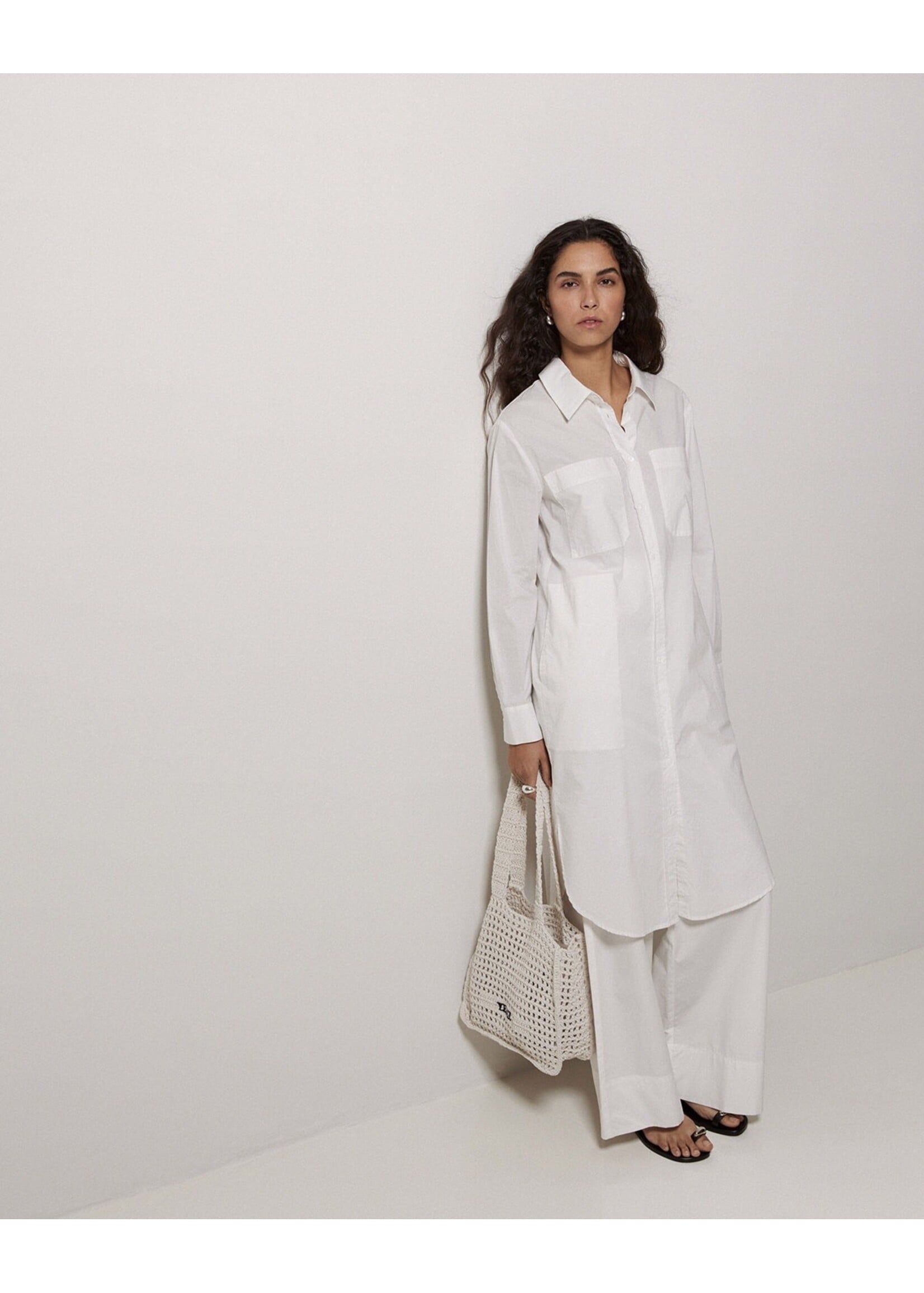 Yerse Yerse Poplin Collared-Shirt Dress - White