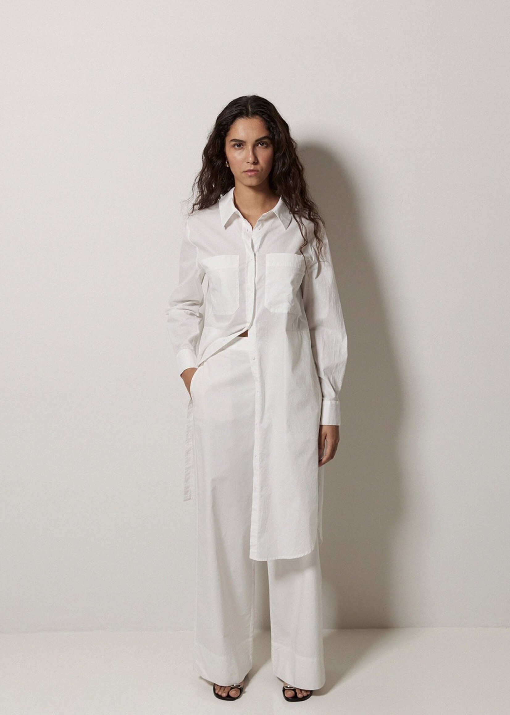 Yerse Yerse Robe Chemise À Col En Popeline - Blanc