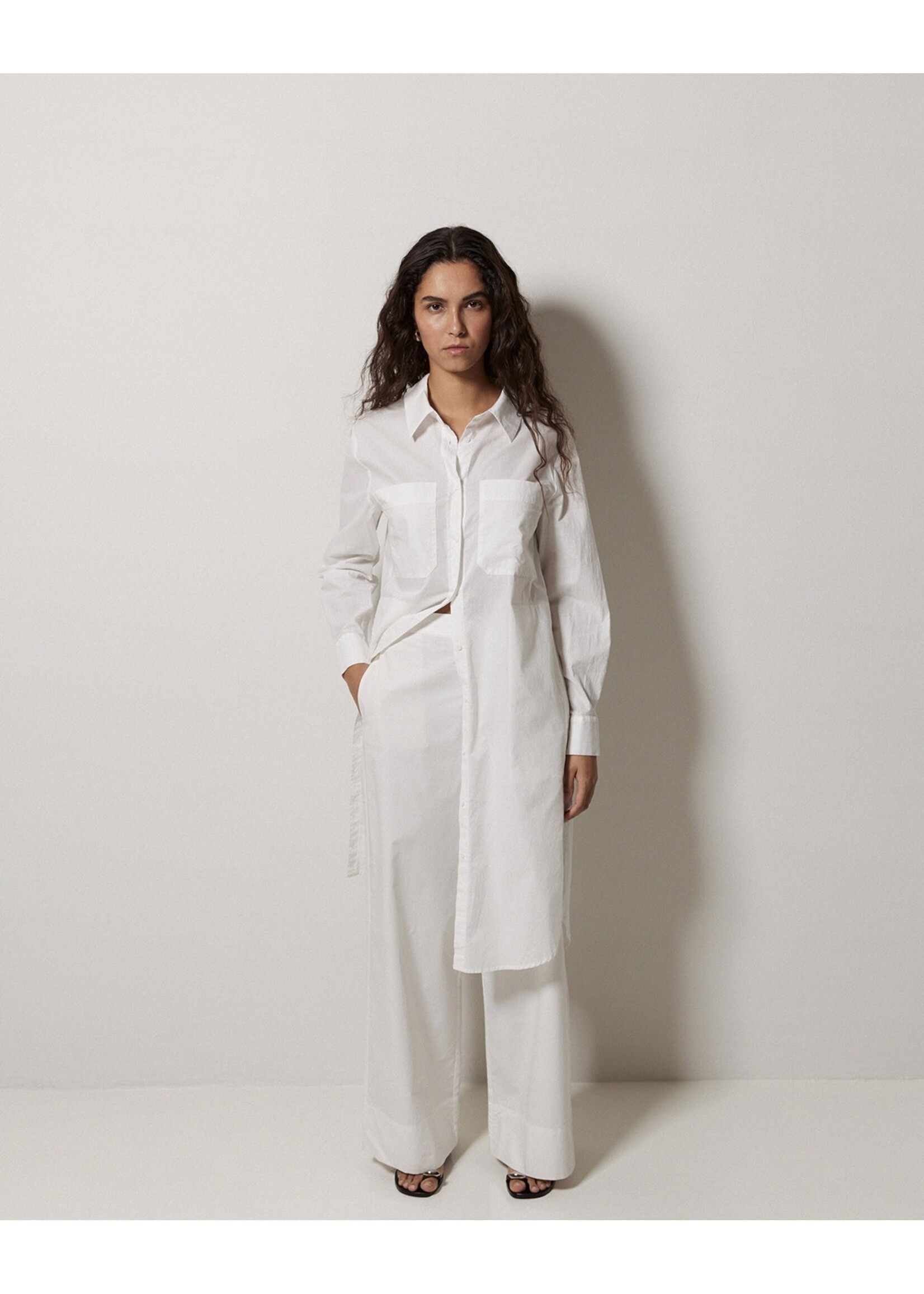 Yerse Yerse Robe Chemise À Col En Popeline - Blanc