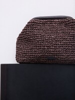Yerse Yerse Handmade Raffia & Leather Bag - Chocolate