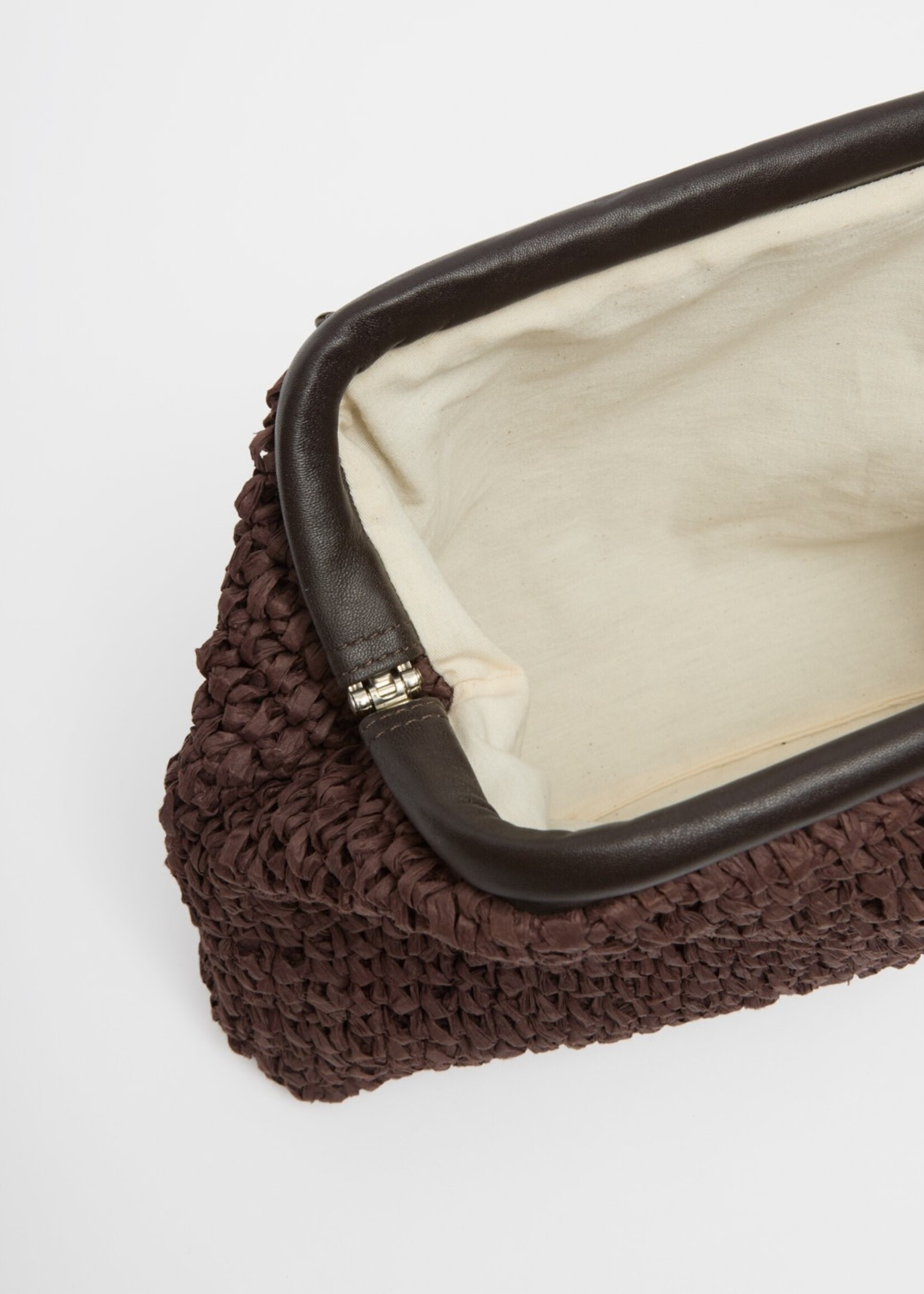 Yerse Yerse Sac En Raphia & Cuir Fait À La Main - Chocolat